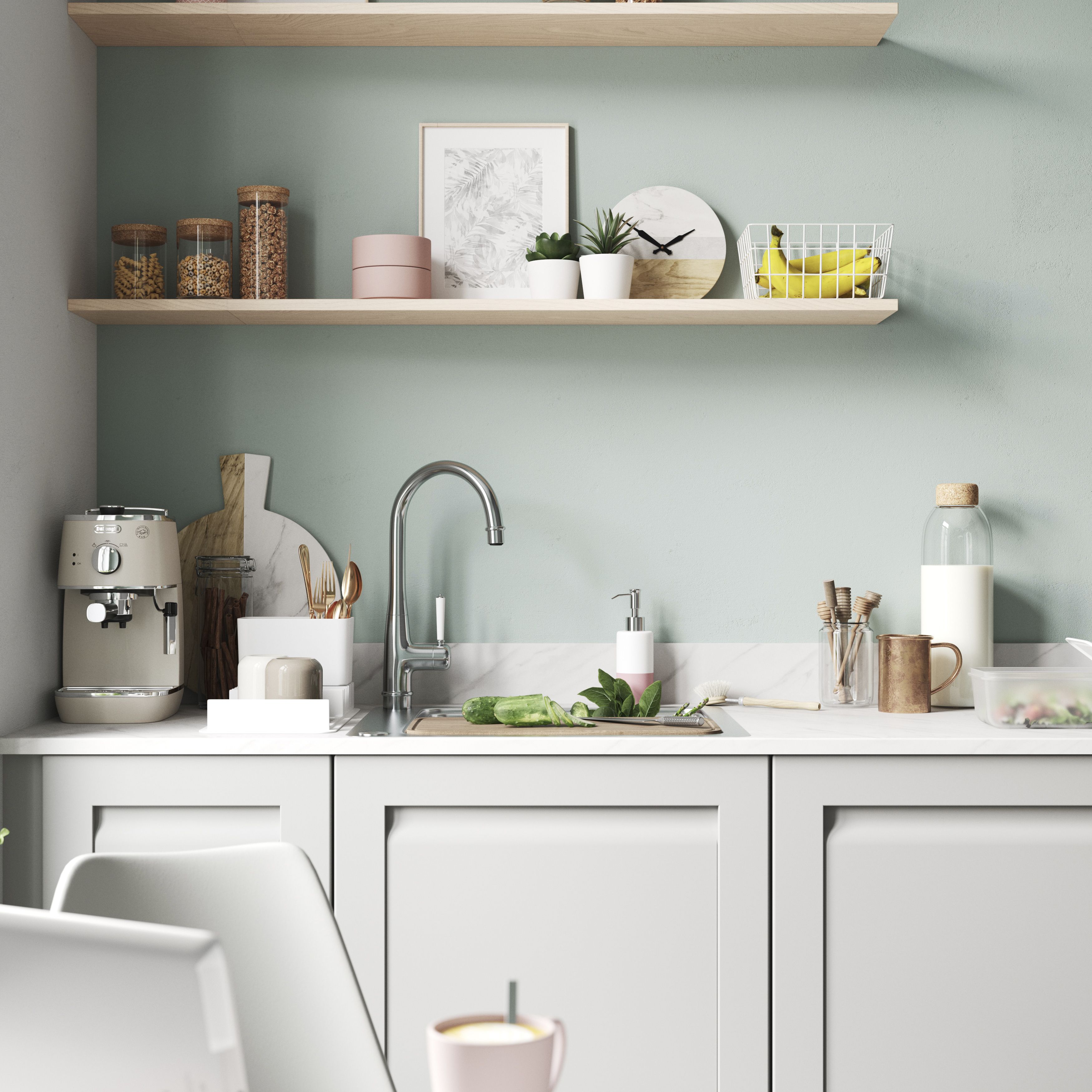 GoodHome Garcinia Integrated handle Matt stone Shaker Larder Cabinet door (W)500mm (H)1287mm (T)20mm