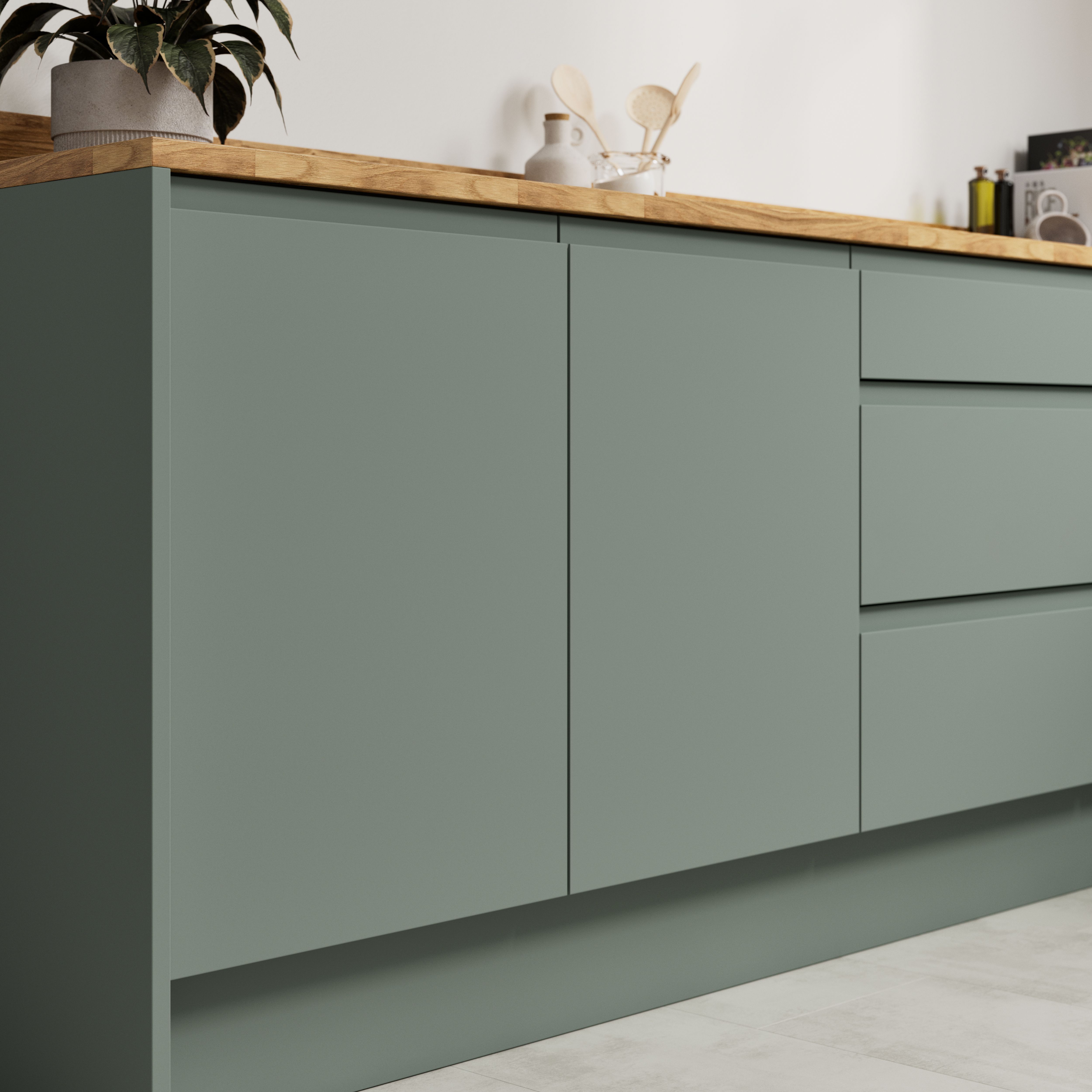 GoodHome Garcinia Matt reed green Highline Cabinet door (W)600mm (H)715mm (T)19mm