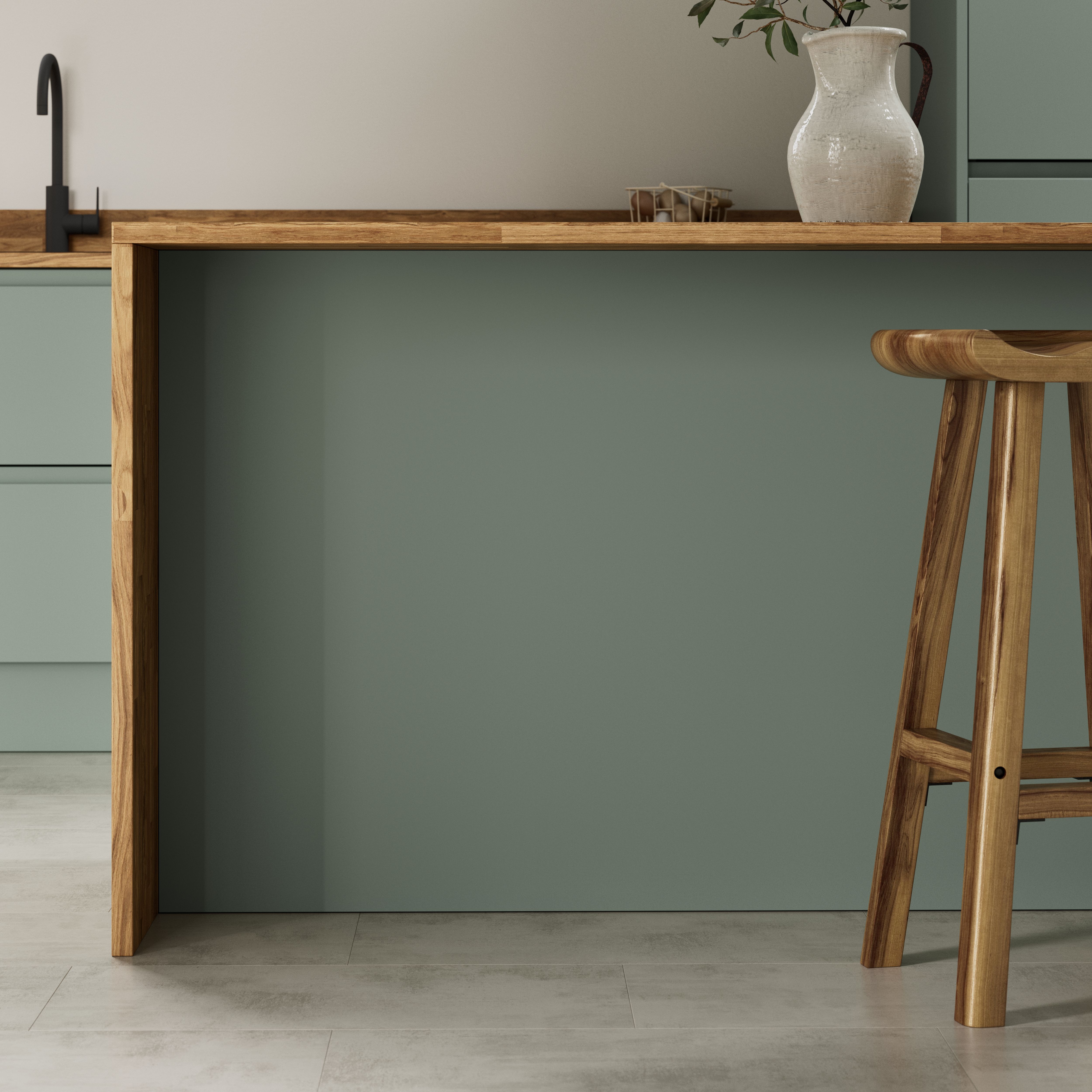 GoodHome Garcinia Matt reed green Standard Breakfast bar back panel (H ...