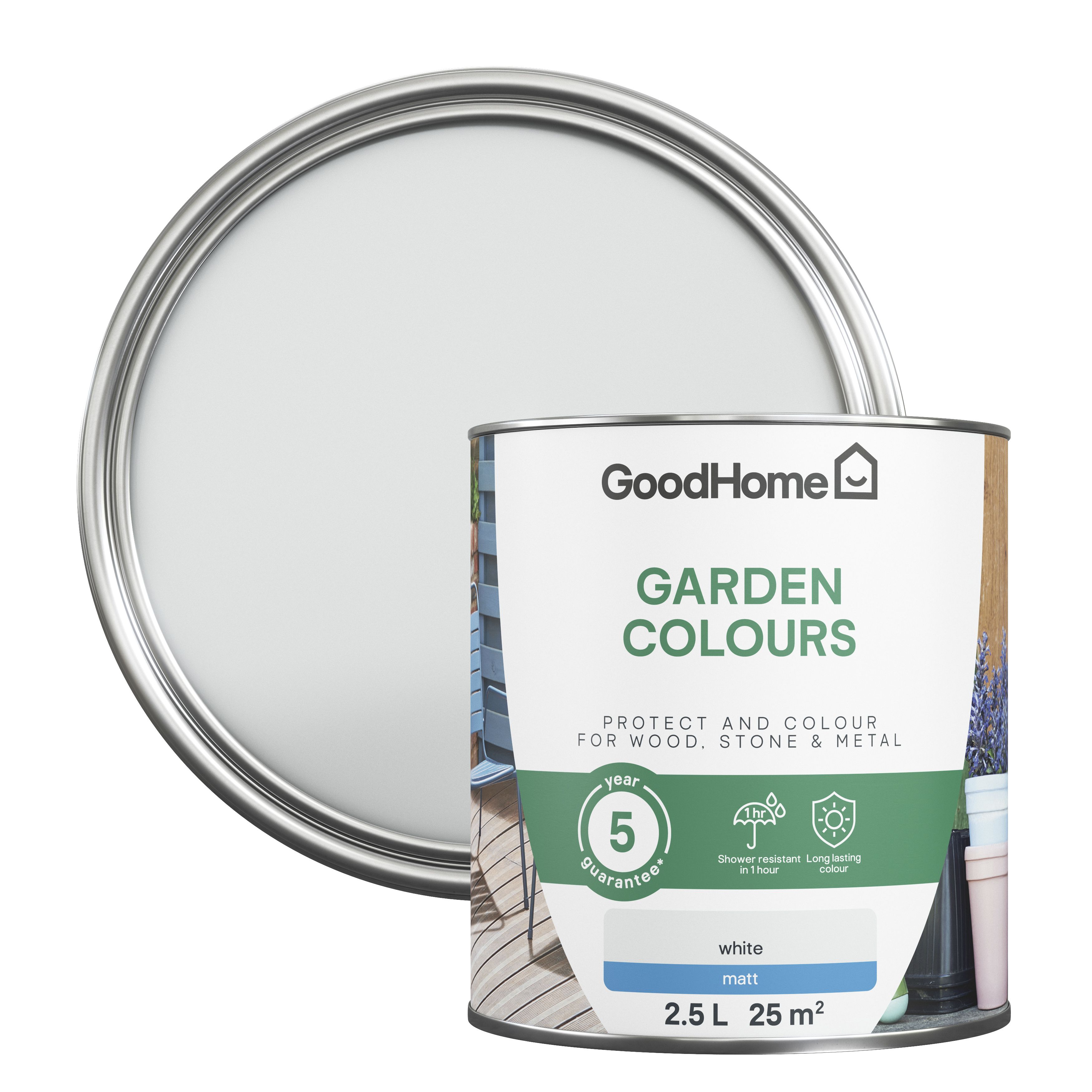 GoodHome Garden Colours Alberta Matt Metal, stone & wood Multi-surface paint, 2.5L