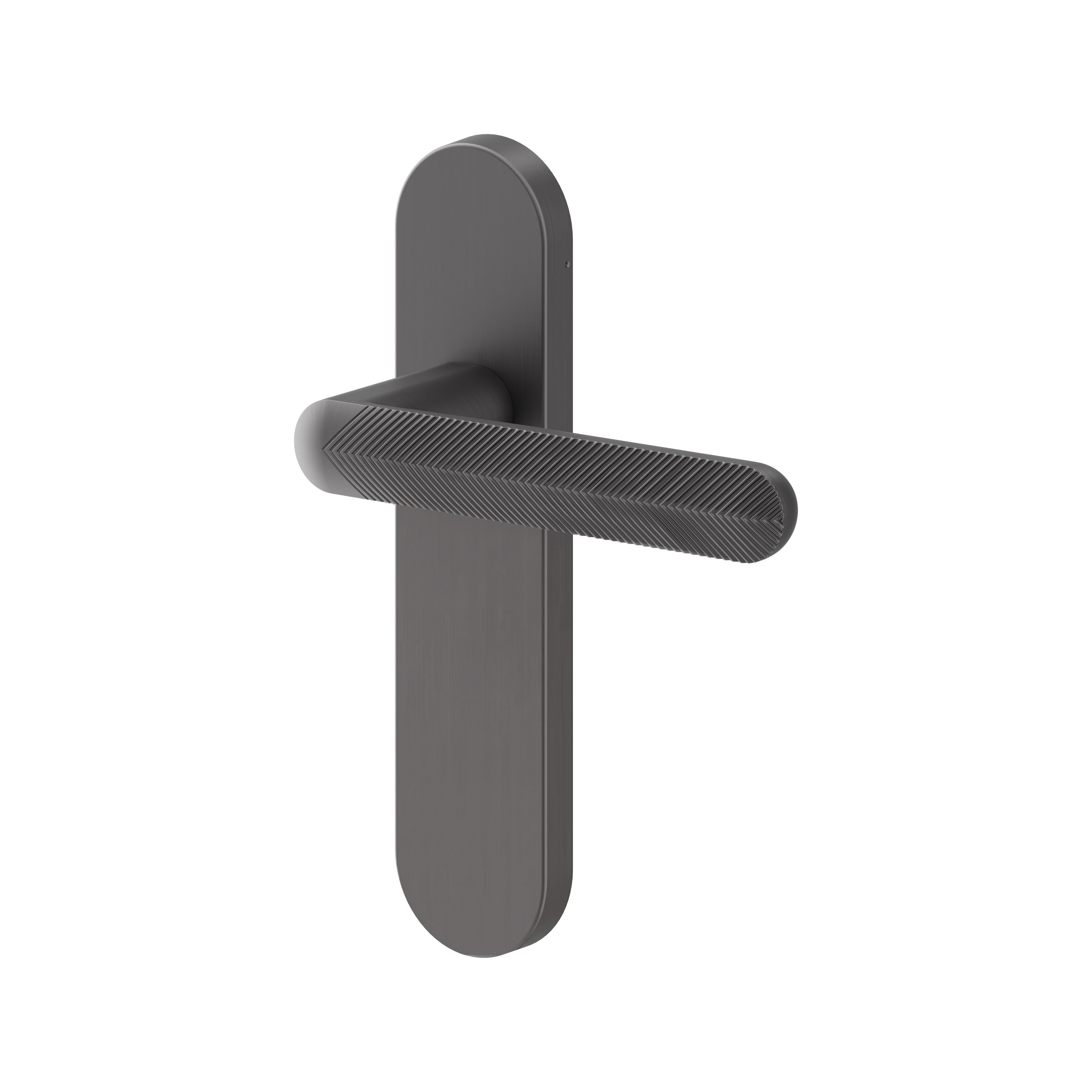 GoodHome Garlan Brushed Grey Titanium effect Straight Latch Door handle (L)125mm (D)60mm Pair