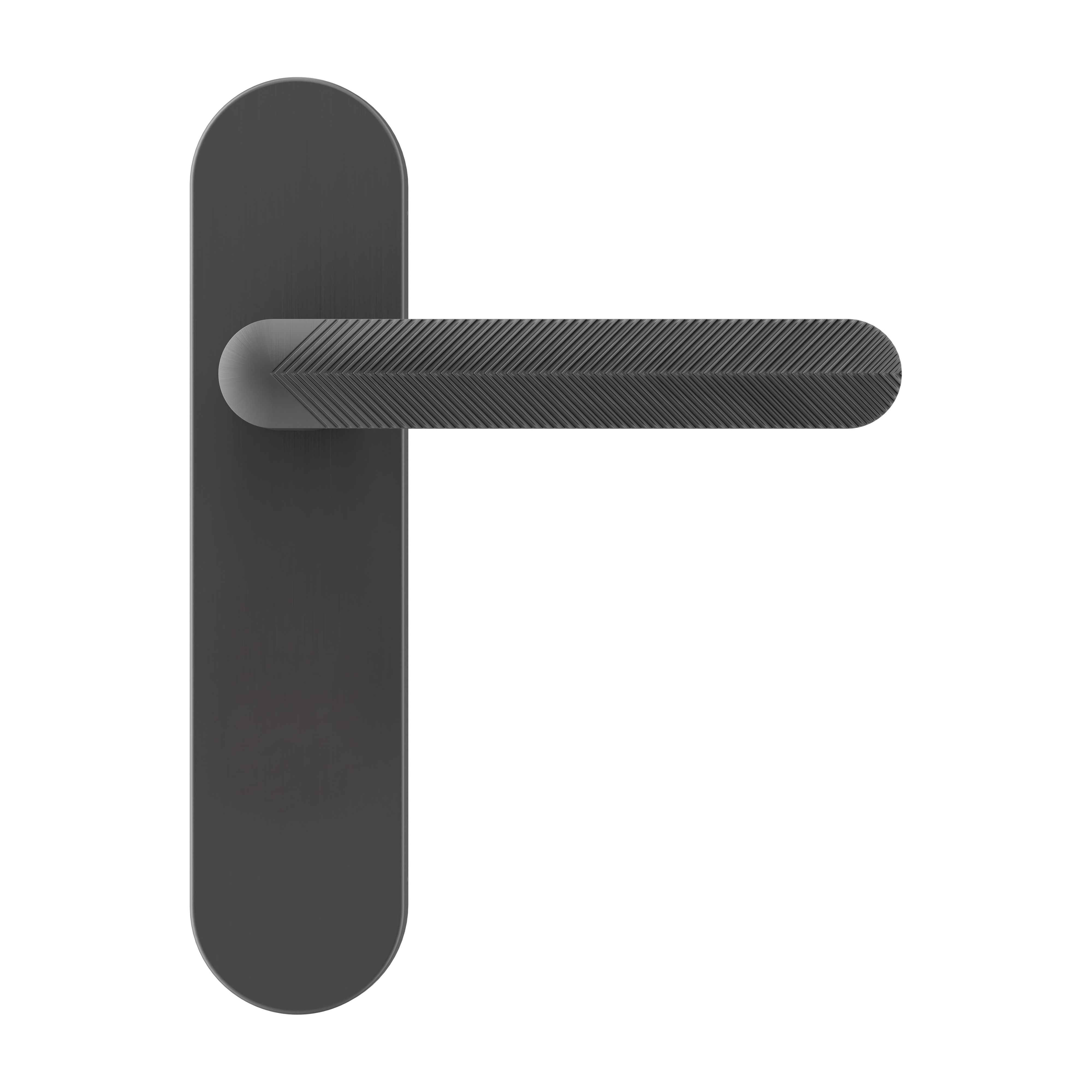 GoodHome Garlan Brushed Grey Titanium effect Straight Latch Door handle (L)125mm (D)60mm Pair