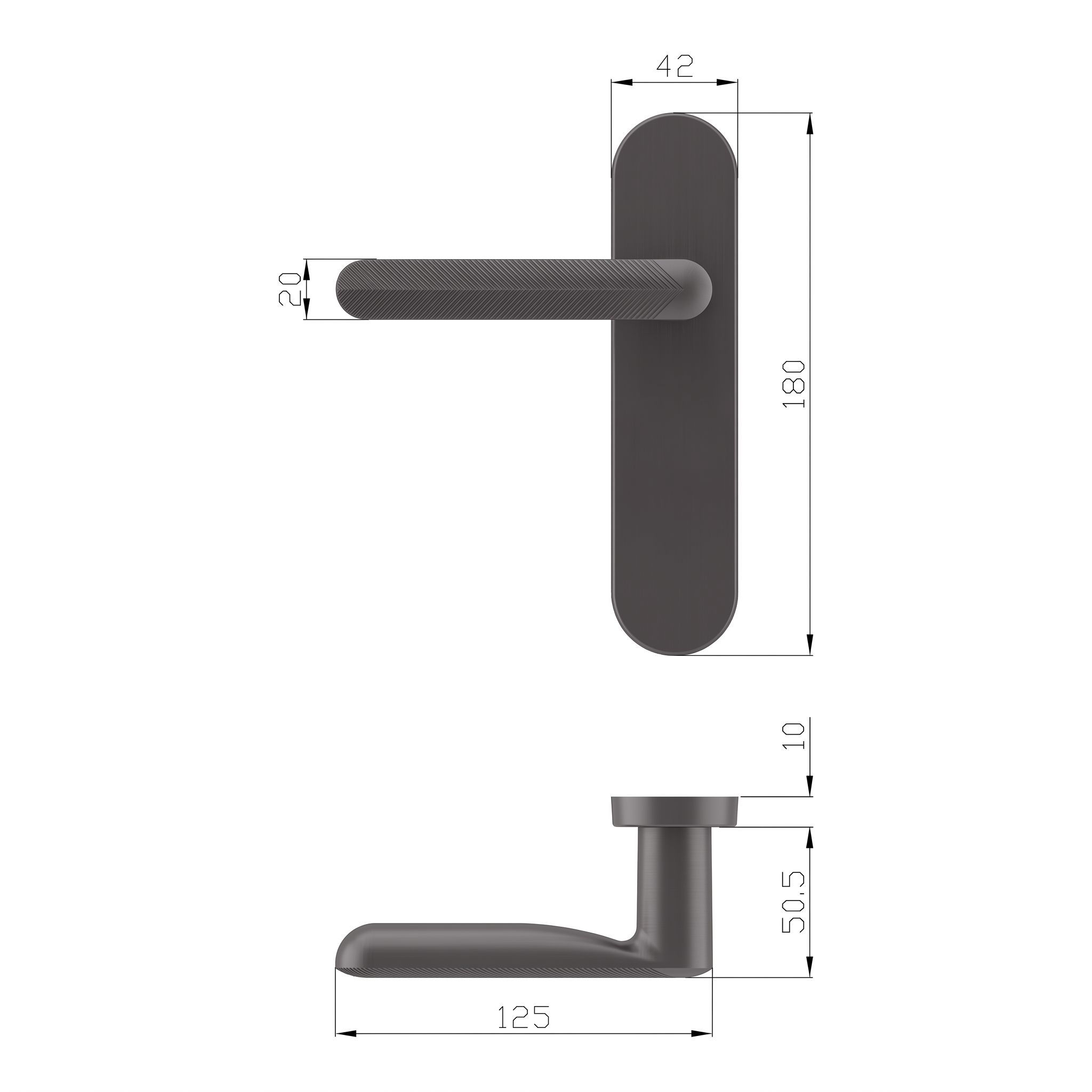GoodHome Garlan Brushed Grey Titanium effect Straight Latch Door handle (L)125mm (D)60mm Pair