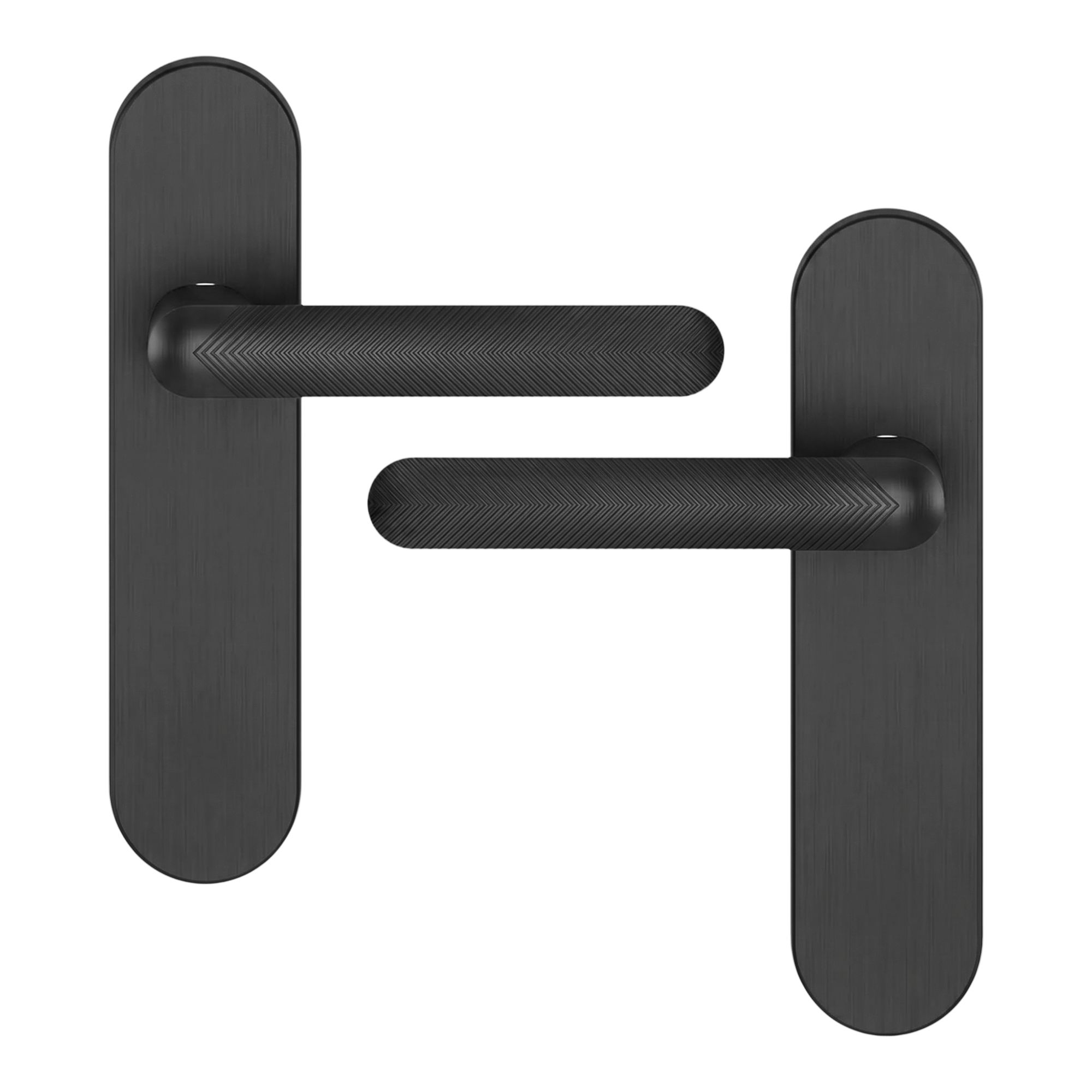 GoodHome Garlan Brushed Grey Titanium effect Straight Latch Door handle (L)125mm (D)60mm Pair