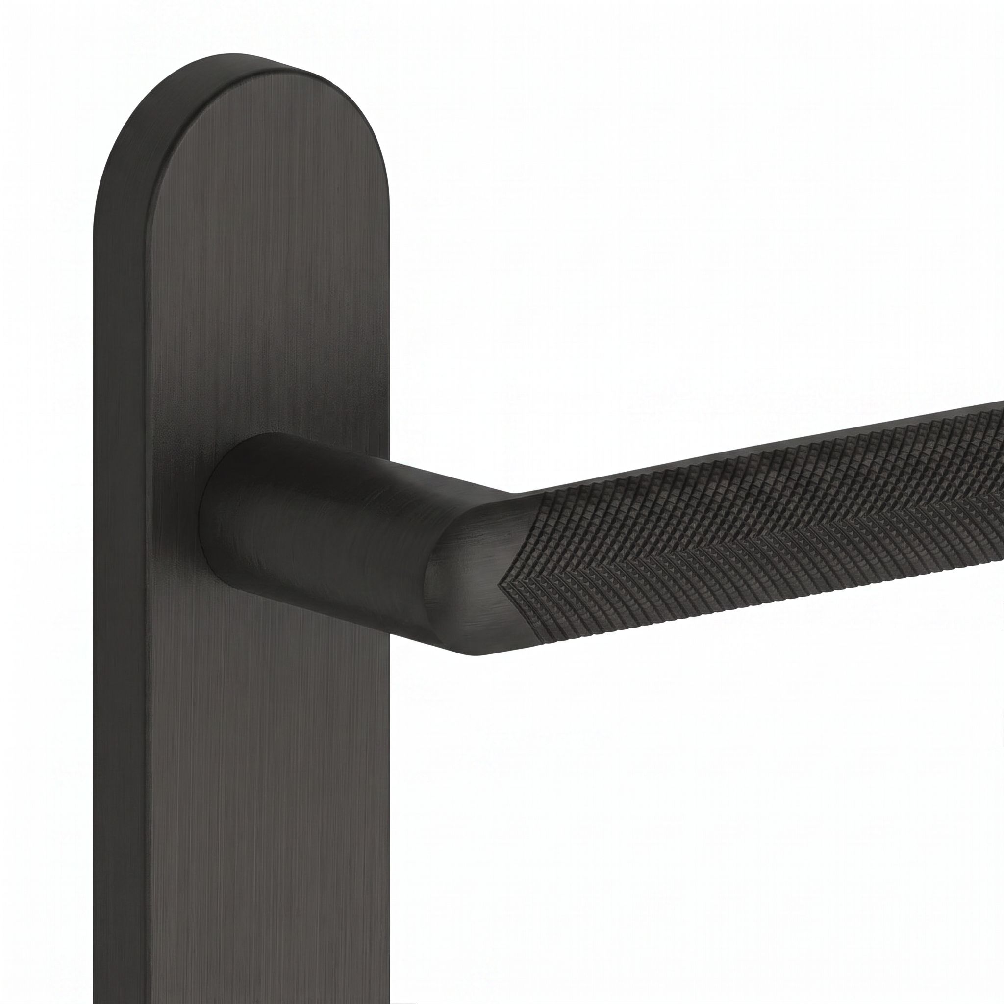 GoodHome Garlan Brushed Grey Titanium effect Straight Latch Door handle (L)125mm (D)60mm Pair