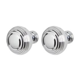 GoodHome Garni Chrome effect Kitchen cabinets Round Handle (L)3.2cm, Pack of 2