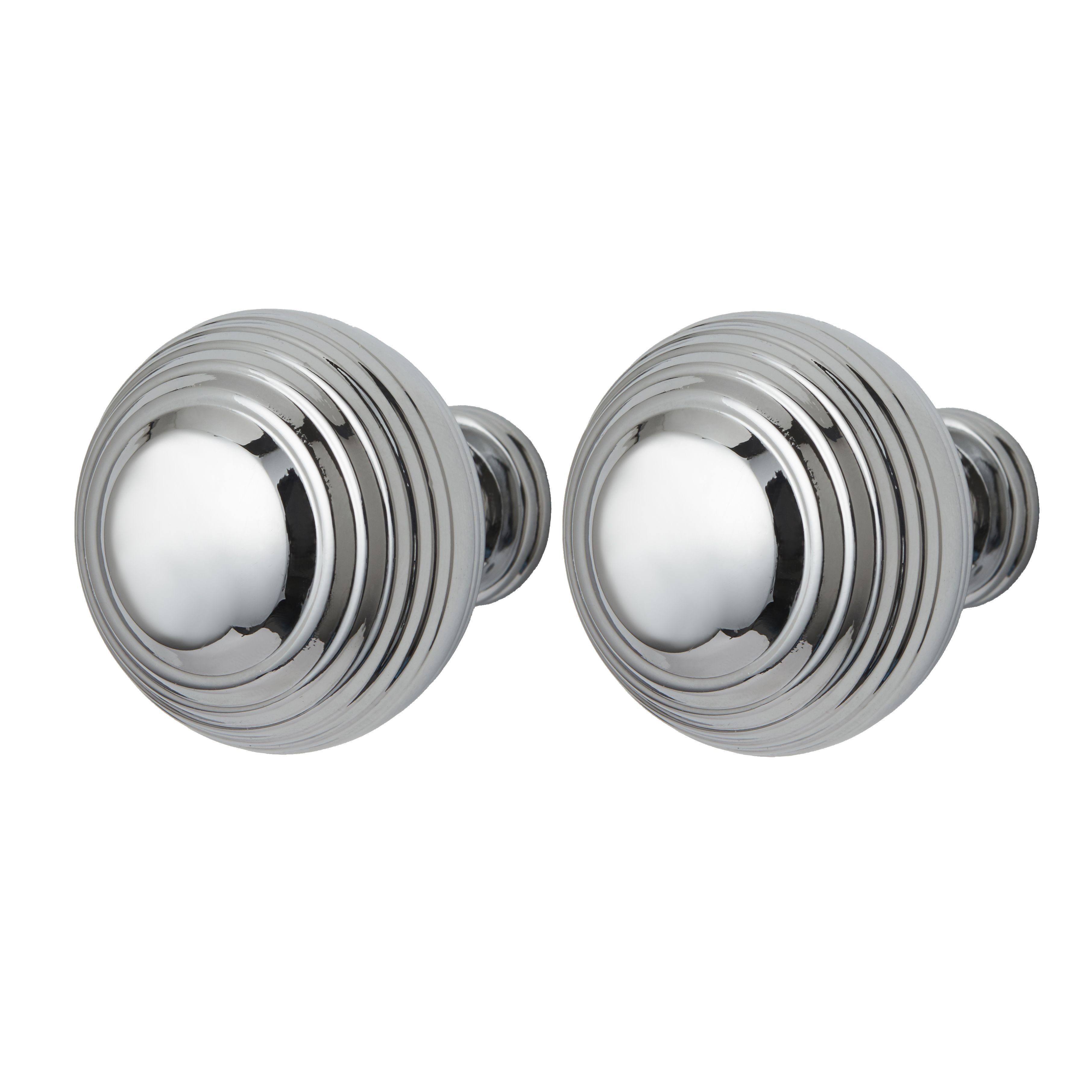 GoodHome Garni Chrome effect Kitchen cabinets Round Pull Handle (L)3.2cm (D)37mm, Pack of 2