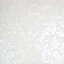 GoodHome Gavre White Damask Silver glitter effect Textured Wallpaper Sample
