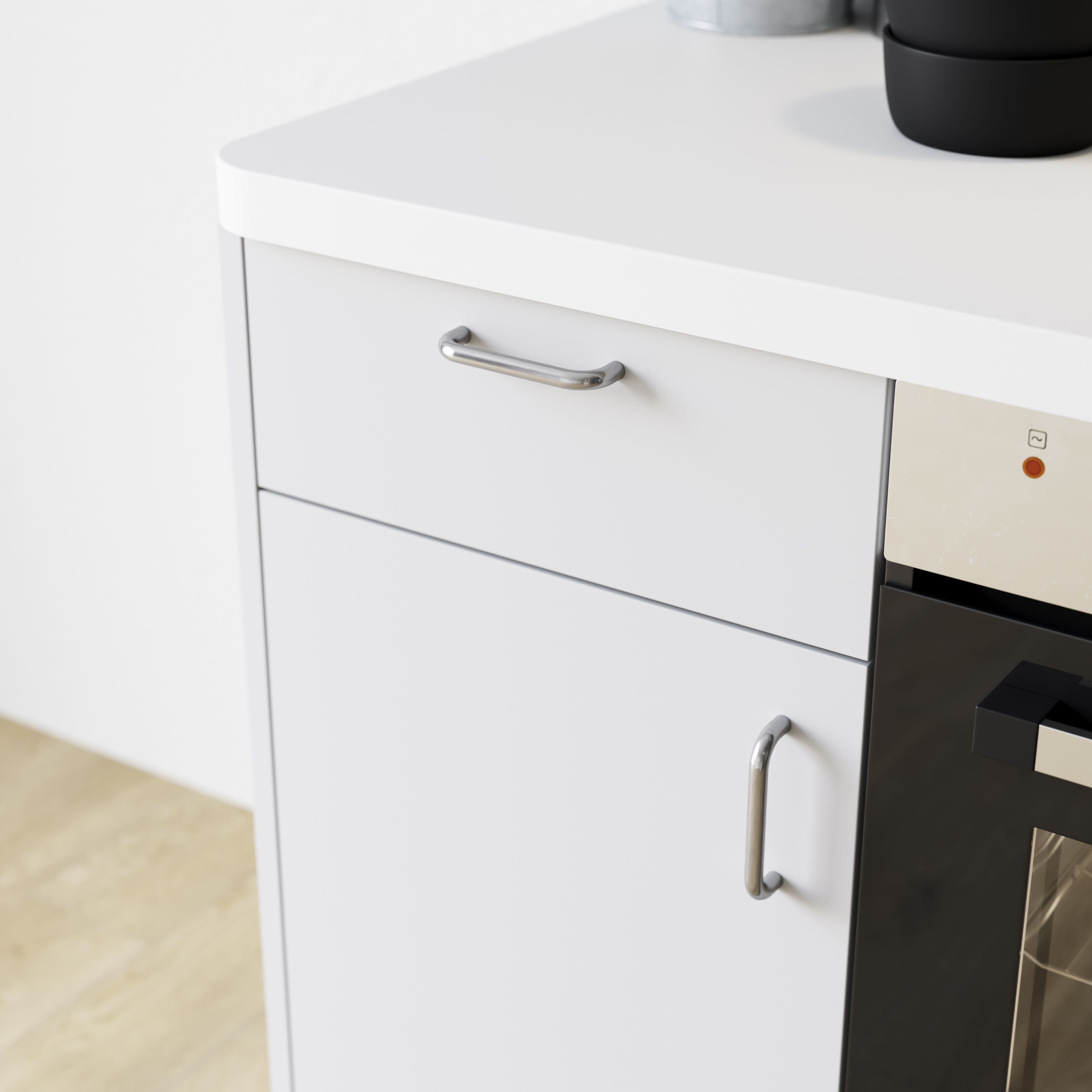 GoodHome Gen Nickel effect Kitchen cabinets D-shaped Pull Handle, (L)106mm x (D)30mm, Pack of 2