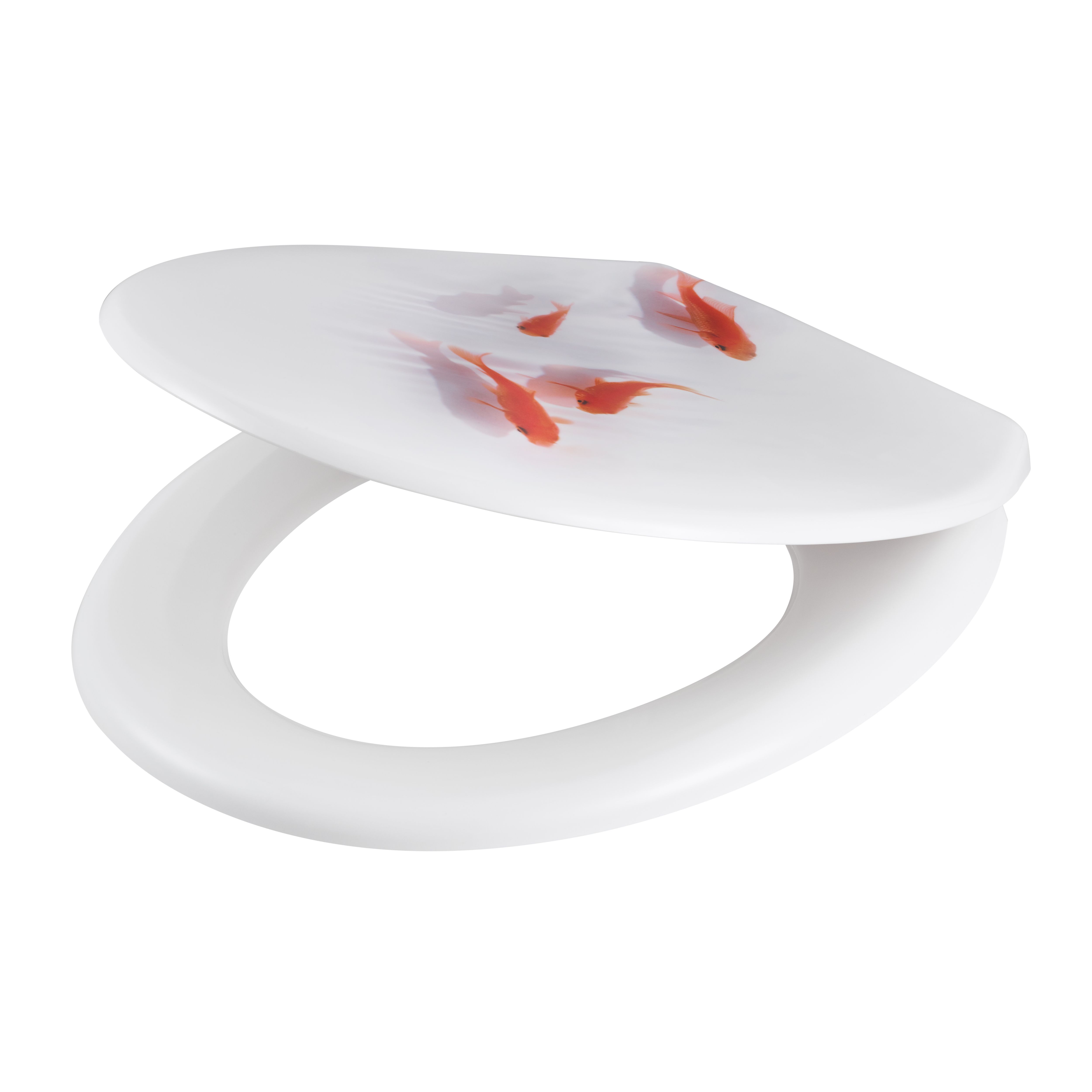 GoodHome Genoa Fish White orange Standard Soft close Toilet seat