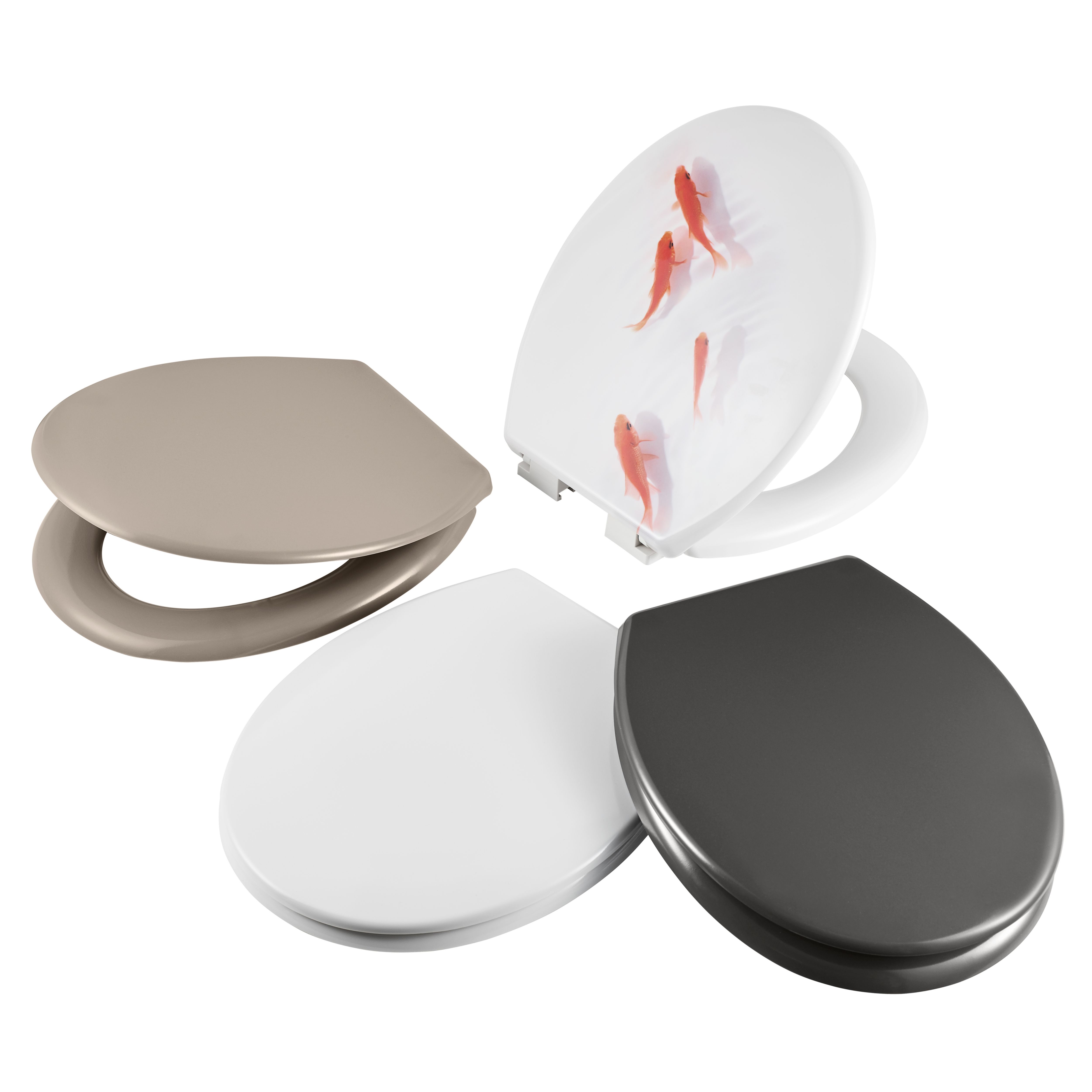 GoodHome Genoa Fish White & orange Standard Soft close Toilet seat