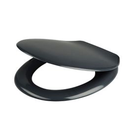 GoodHome Genoa Grey Bottom fix Soft close Toilet seat