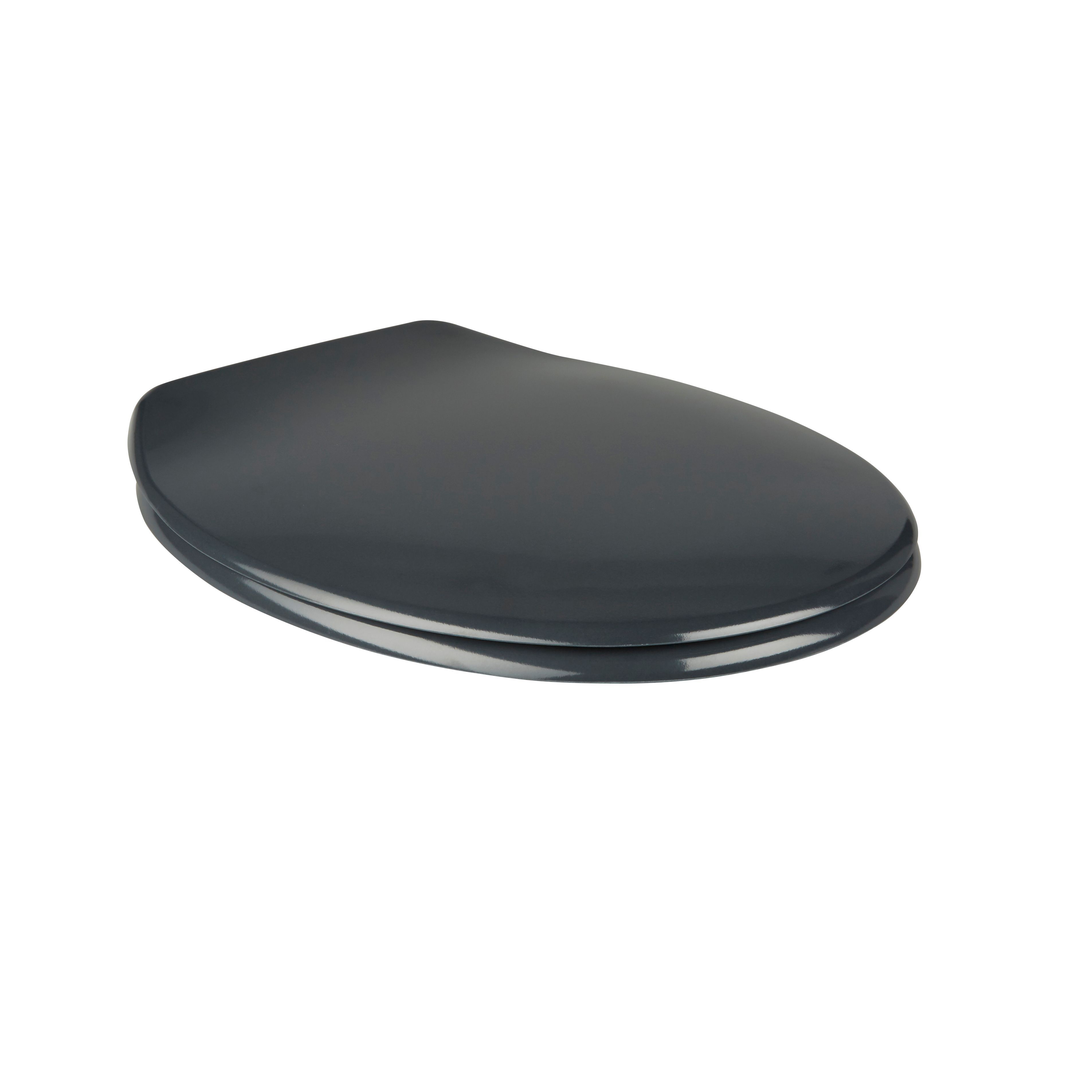 GoodHome Genoa Grey Bottom fix Soft close Toilet seat