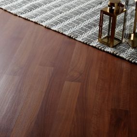 GoodHome Geraldton Natural Walnut effect Laminate Flooring, 2.467m² Pack of 10