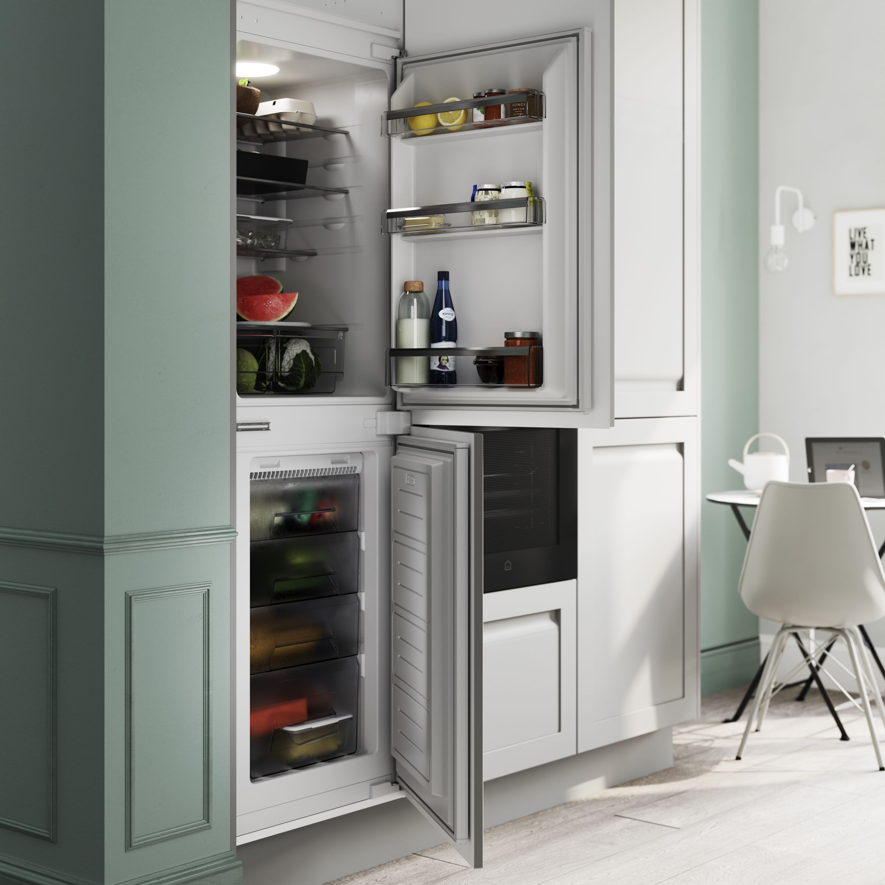 GoodHome GHBI5050FFUK 50 50 Classic Integrated Automatic defrost Fridge freezer White