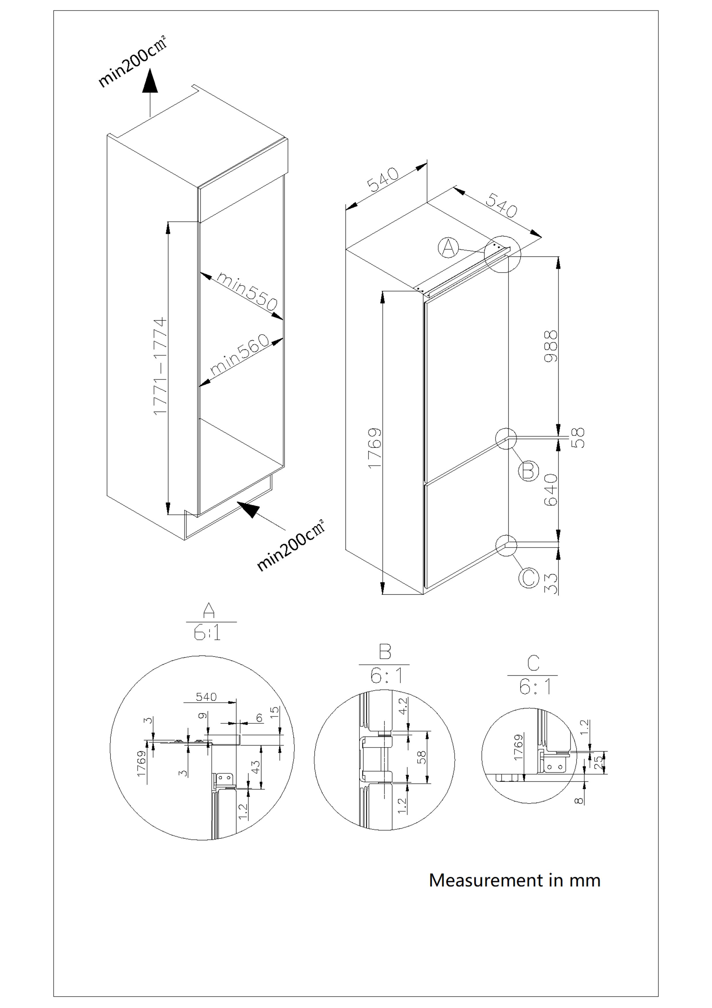 GoodHome GHBI7030FFUK 70:30 Classic Integrated Automatic defrost Fridge freezer - White