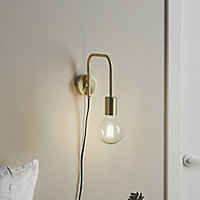 GoodHome Ghlin Gold effect Plug-in Wall light