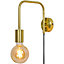 GoodHome Ghlin Gold effect Plug-in Wall light