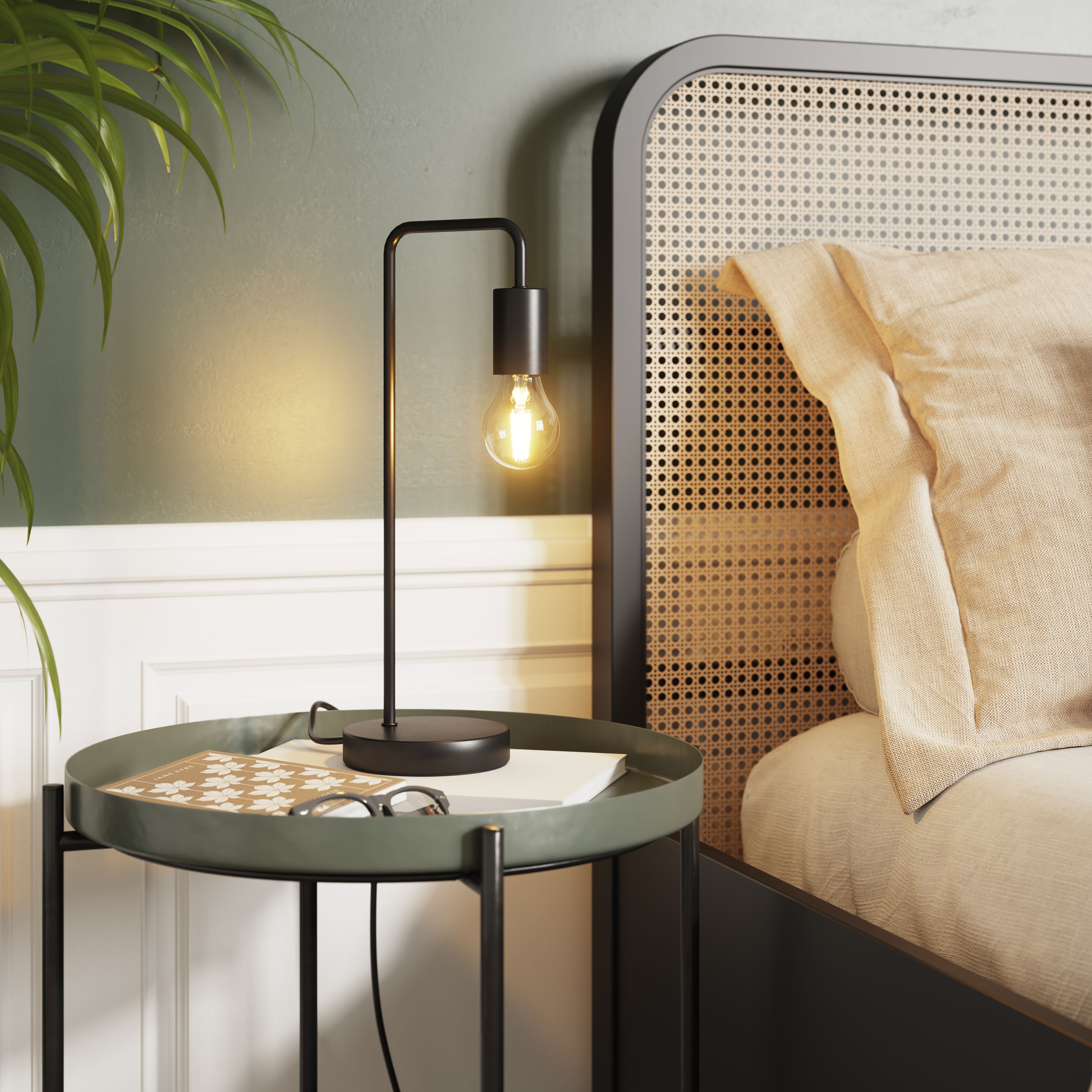 Matt black store table lamp