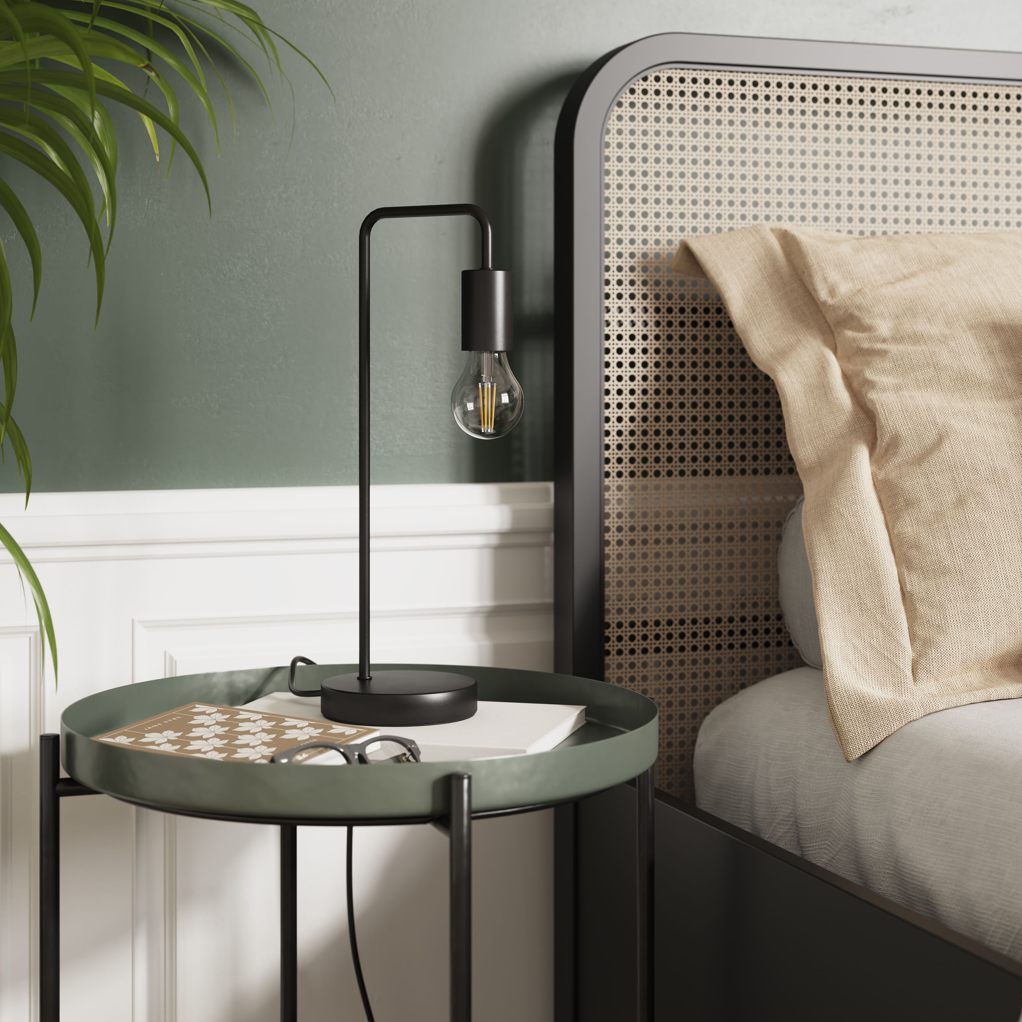 GoodHome Ghlin Matt Black Table lamp