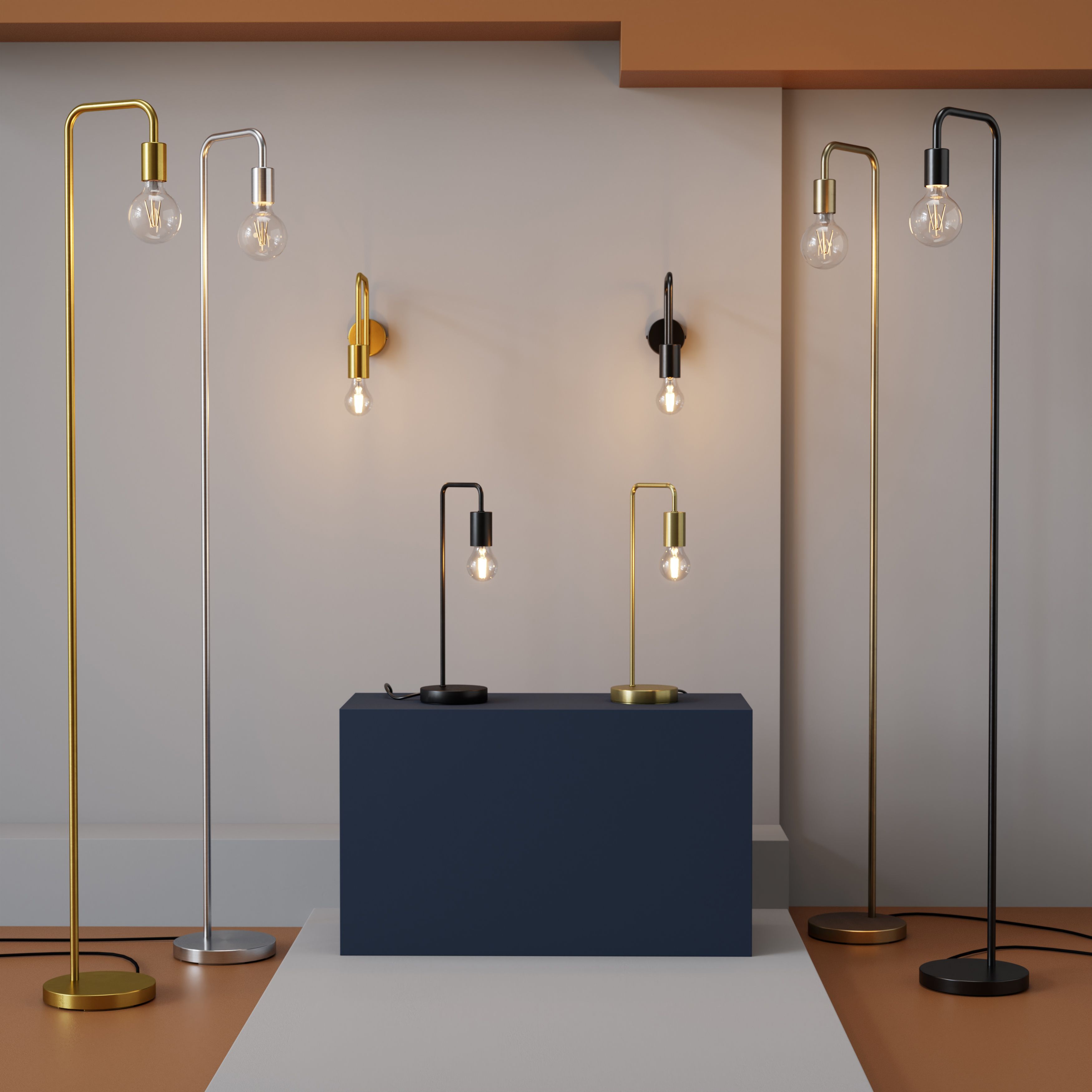 GoodHome Ghlin Satin Brass effect Table lamp