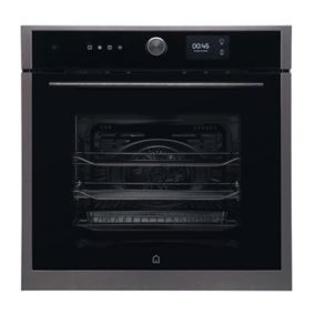 GoodHome GHMF71 Built-in Single Multifunction Oven - Brushed black stainless steel effect