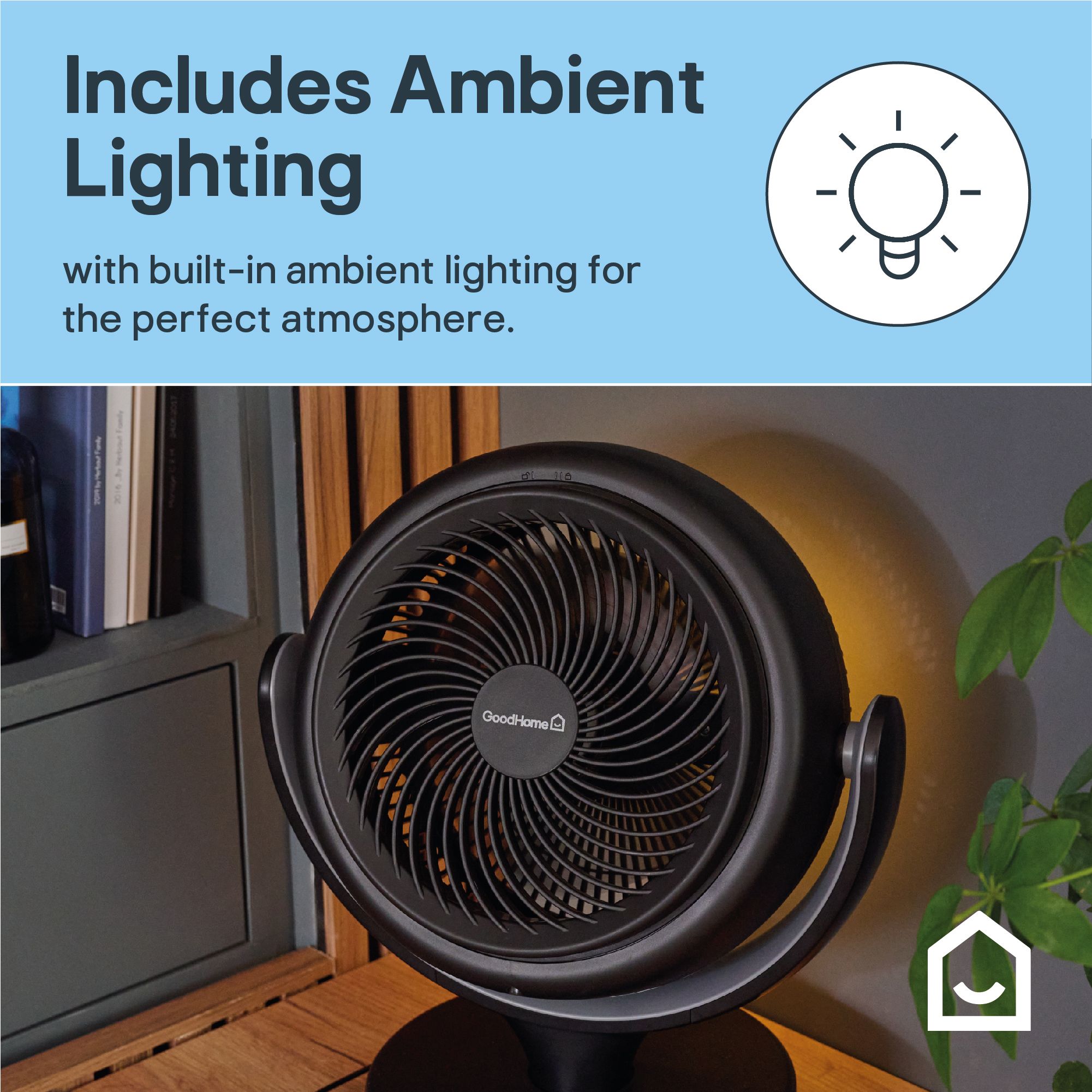 GoodHome GHODF20-BKDC Black 8" 24W Remote controlled Table fan