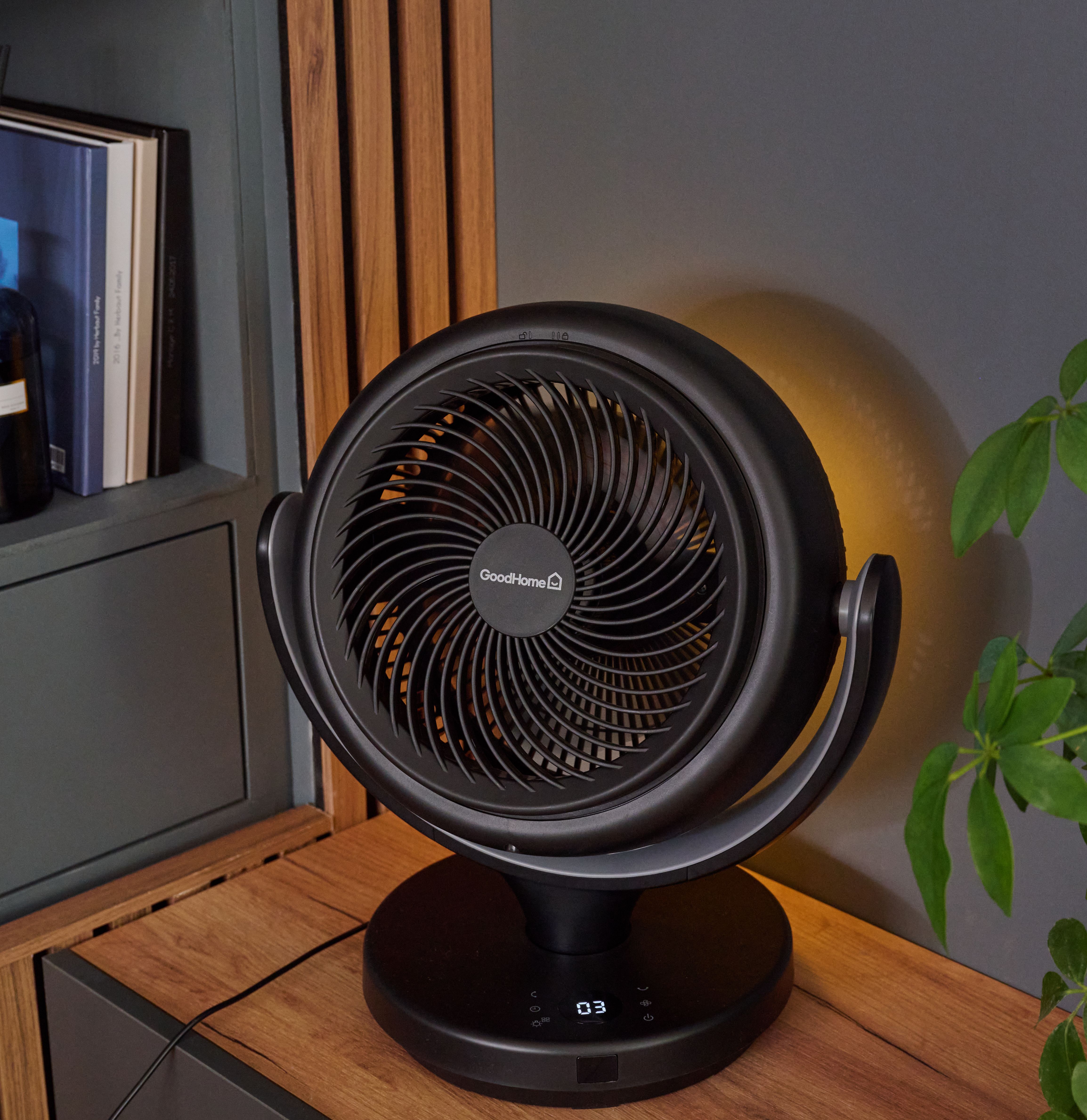 GoodHome GHODF20-BKDC Black 8" 24W Remote controlled Table fan