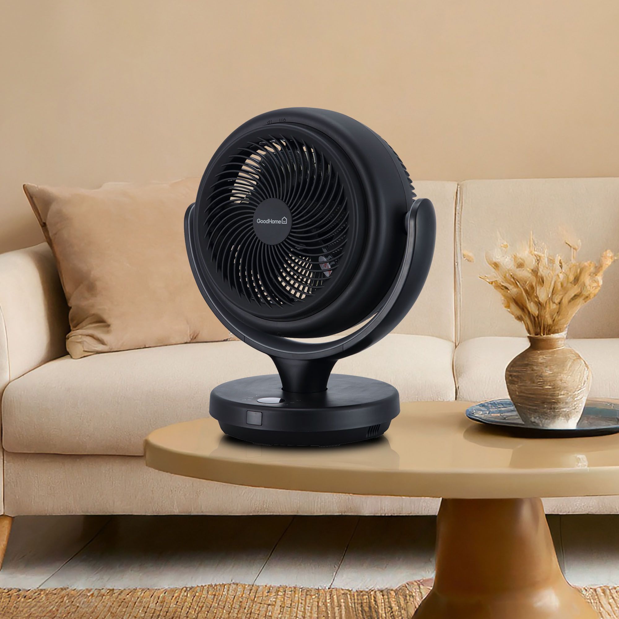 GoodHome GHODF20-BKDC Black 8" 24W Remote controlled Table fan