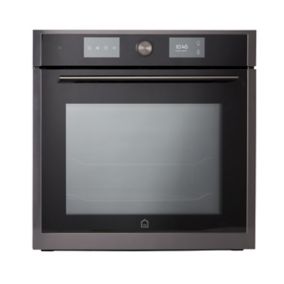 GoodHome GHOM71 Built-in Single Oven with microwave - Brushed black stainless steel effect