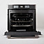 GoodHome GHOM71 Built-in Single Oven with microwave - Brushed black stainless steel effect