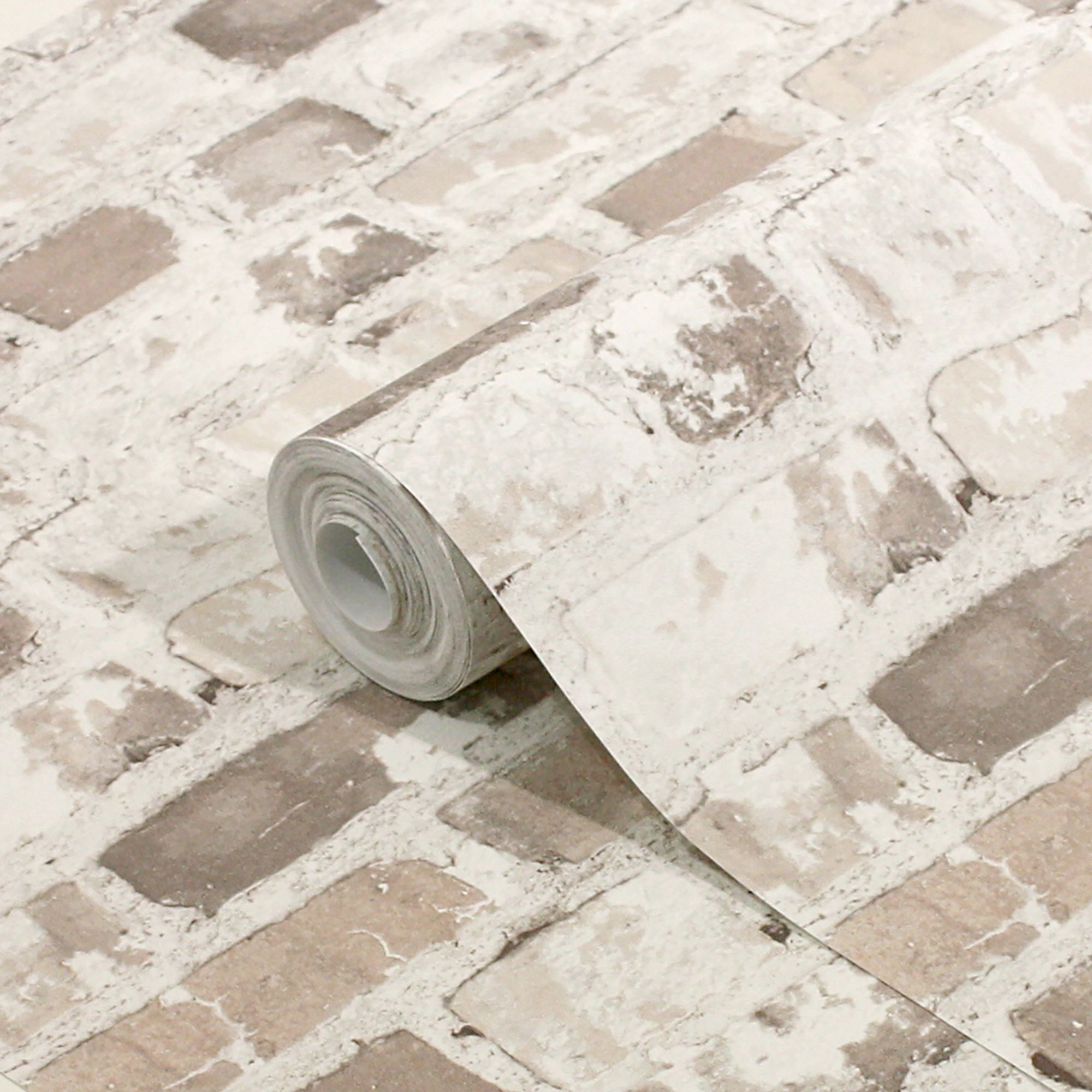 GoodHome Givry Beige Brick Stone effect Rustic Textured Wallpaper