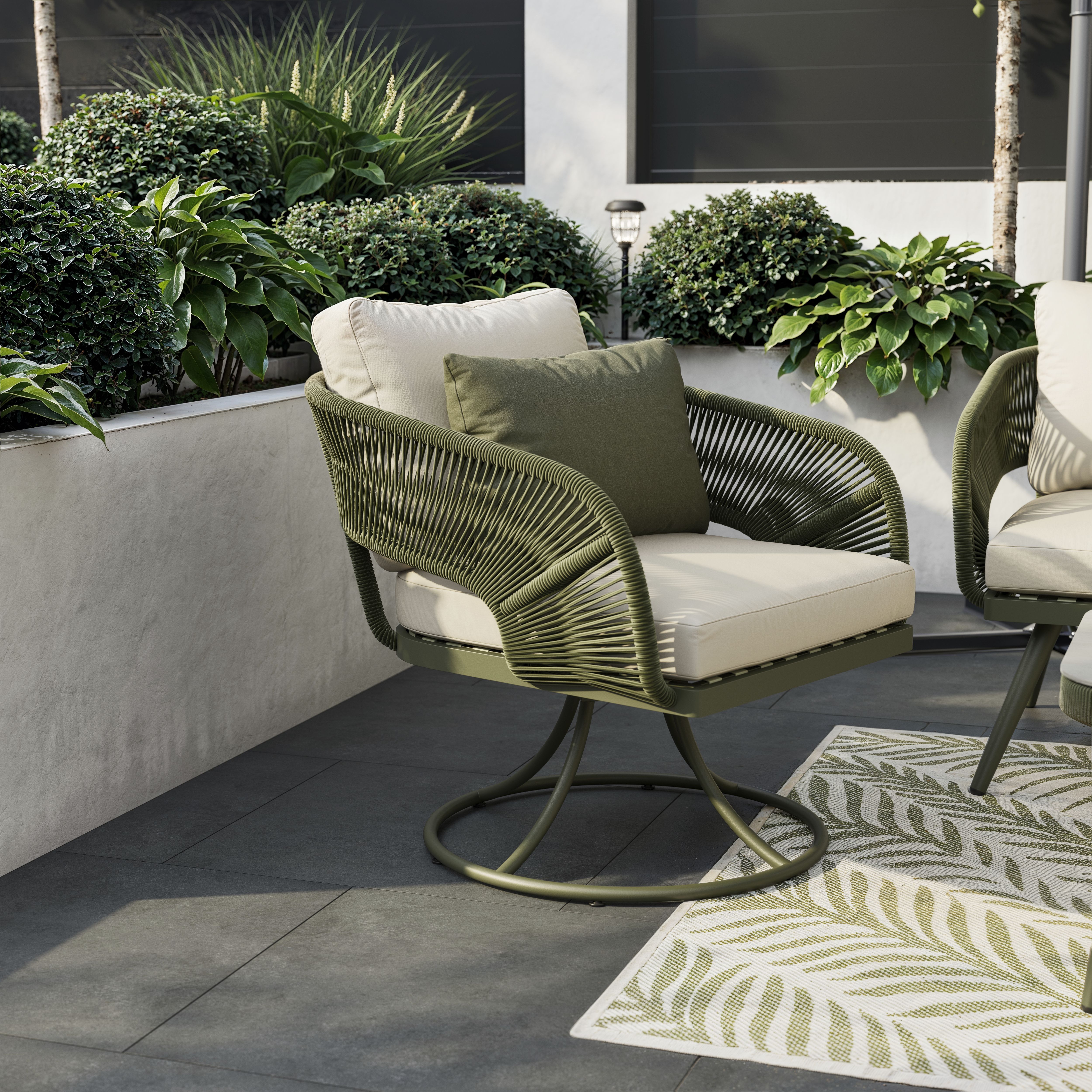 GoodHome Giza Green Metal 4 Seater Coffee set