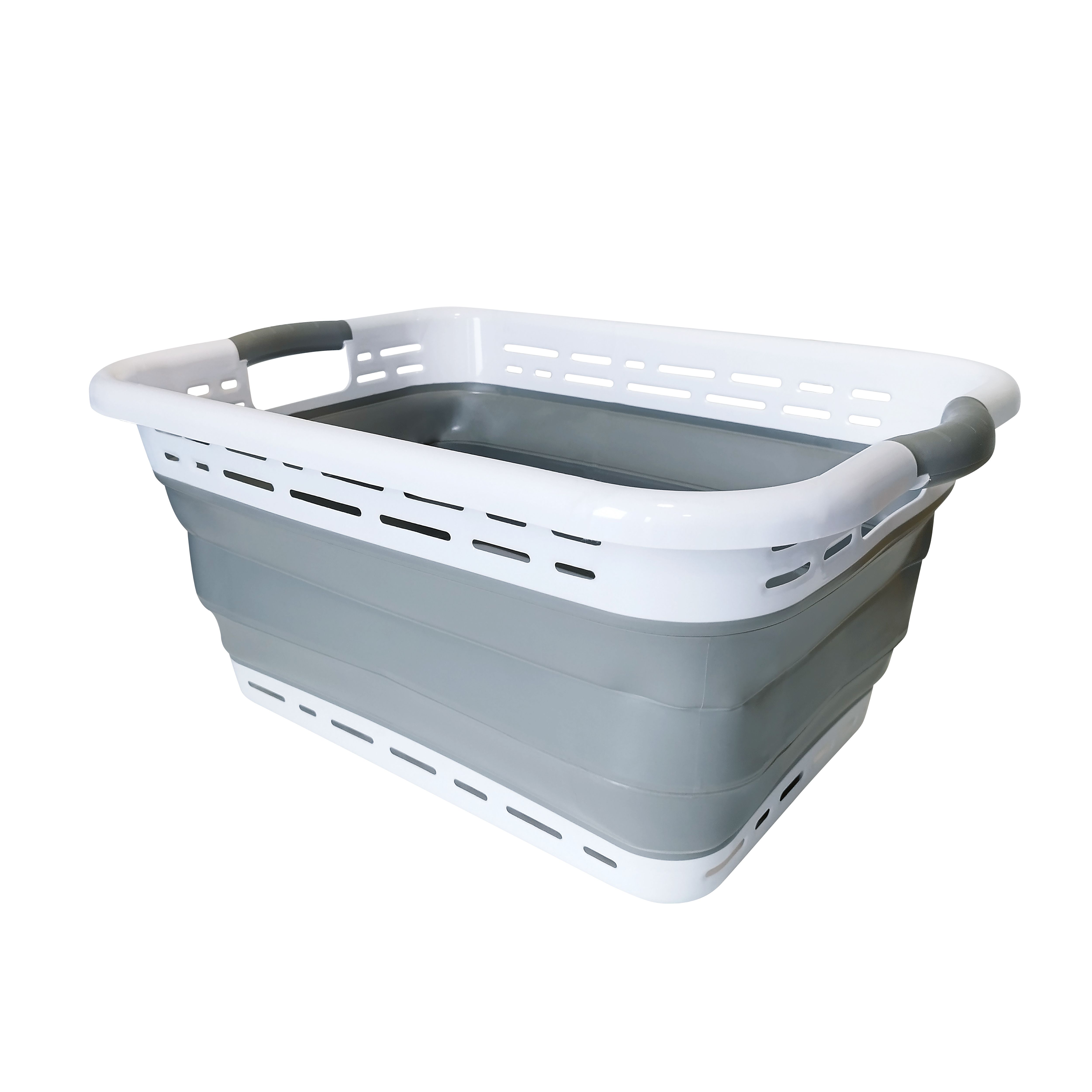 GoodHome Glomma White & grey Plastic Medium Foldable Laundry basket, 36L