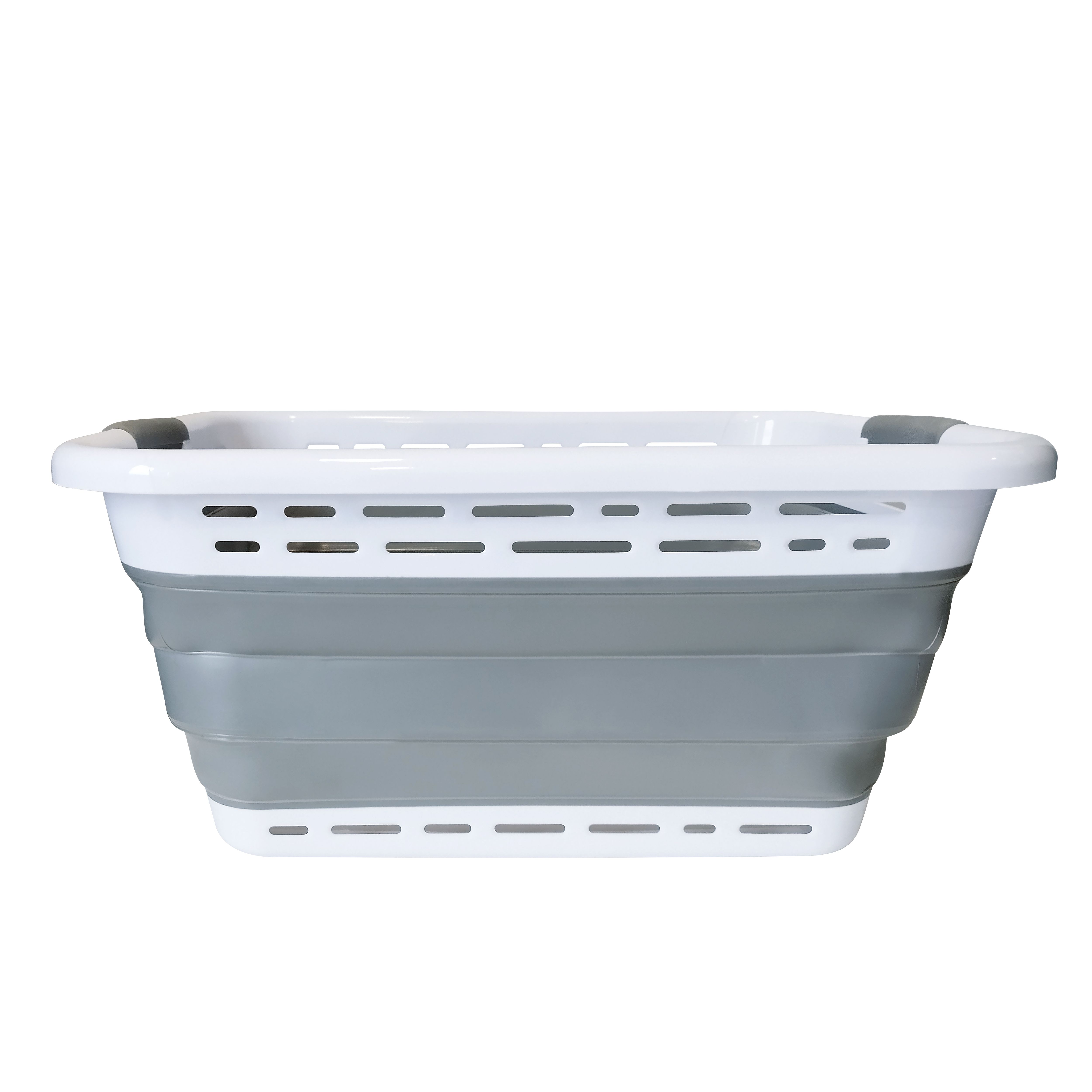 GoodHome Glomma White & grey Plastic Medium Foldable Laundry basket, 36L