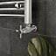 GoodHome Gloss chrome effect Angled Manual Radiator valve & lockshield Cross top x ½" (Dia) 15mm