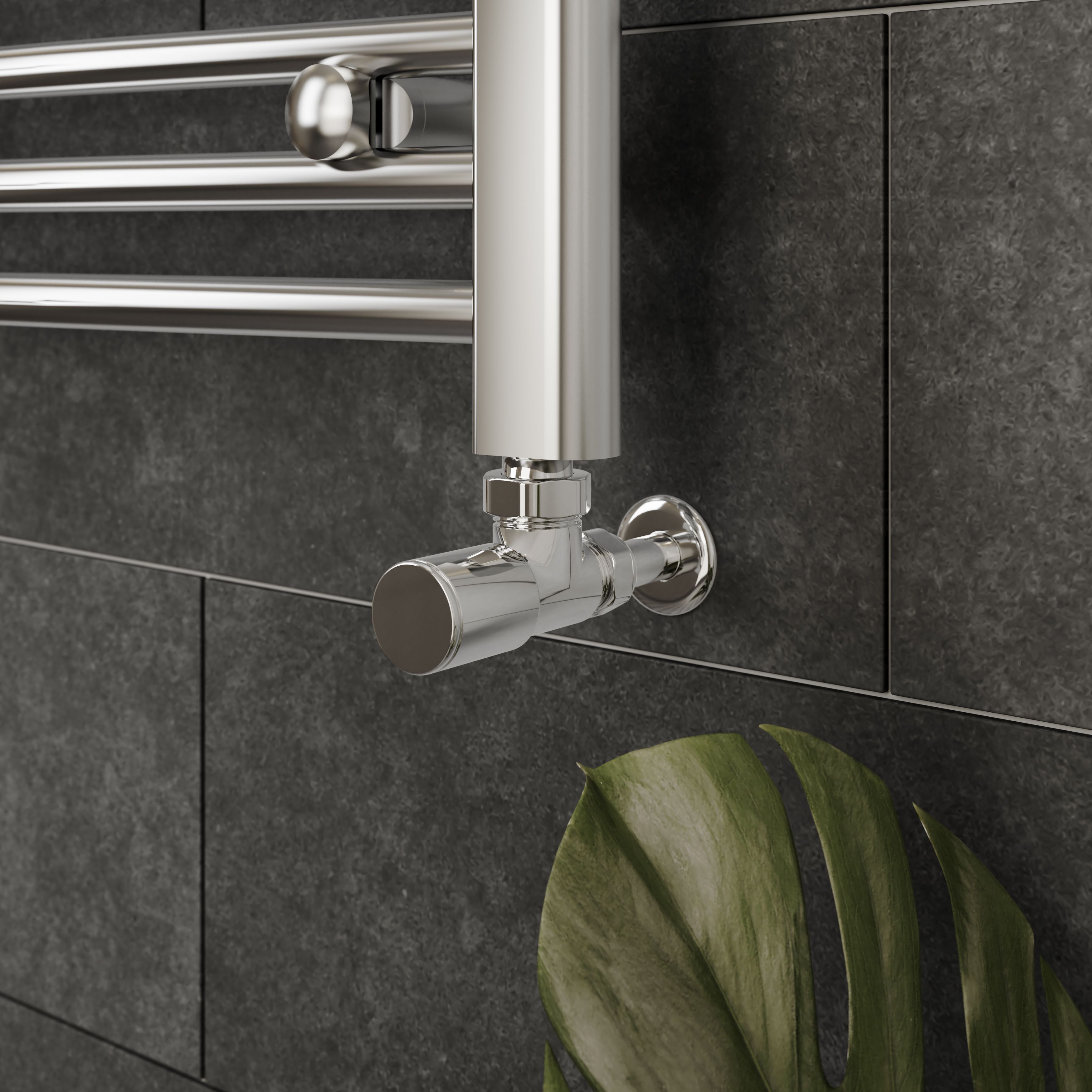 GoodHome Gloss chrome effect Angled Manual Radiator valve & lockshield ...