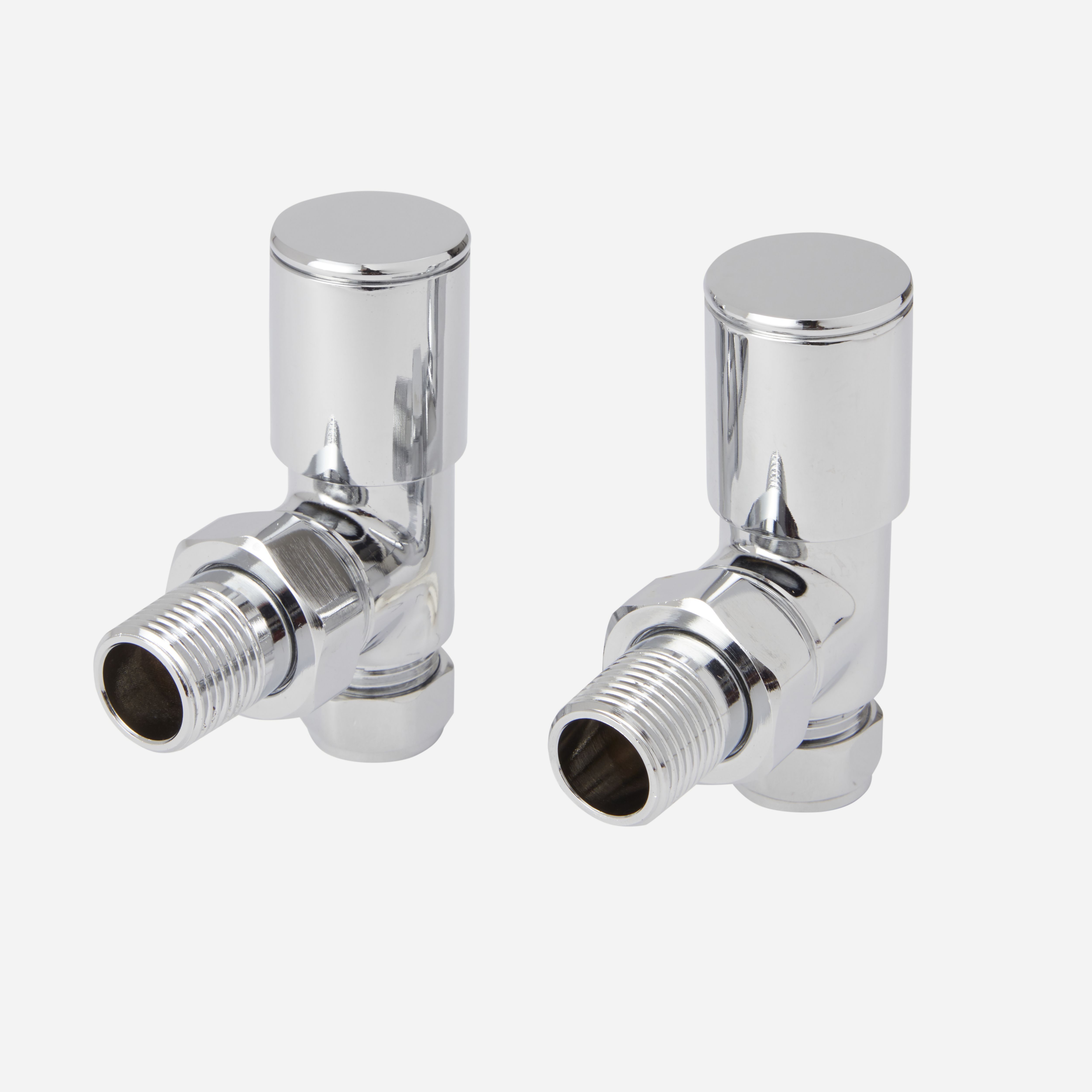 GoodHome Gloss chrome effect Angled Manual Radiator valve & lockshield, Pack of2