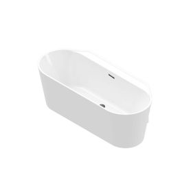 GoodHome Gloss White Back to wall Acrylic D-shaped Double ended Bath (L)1600mm (W)750mm