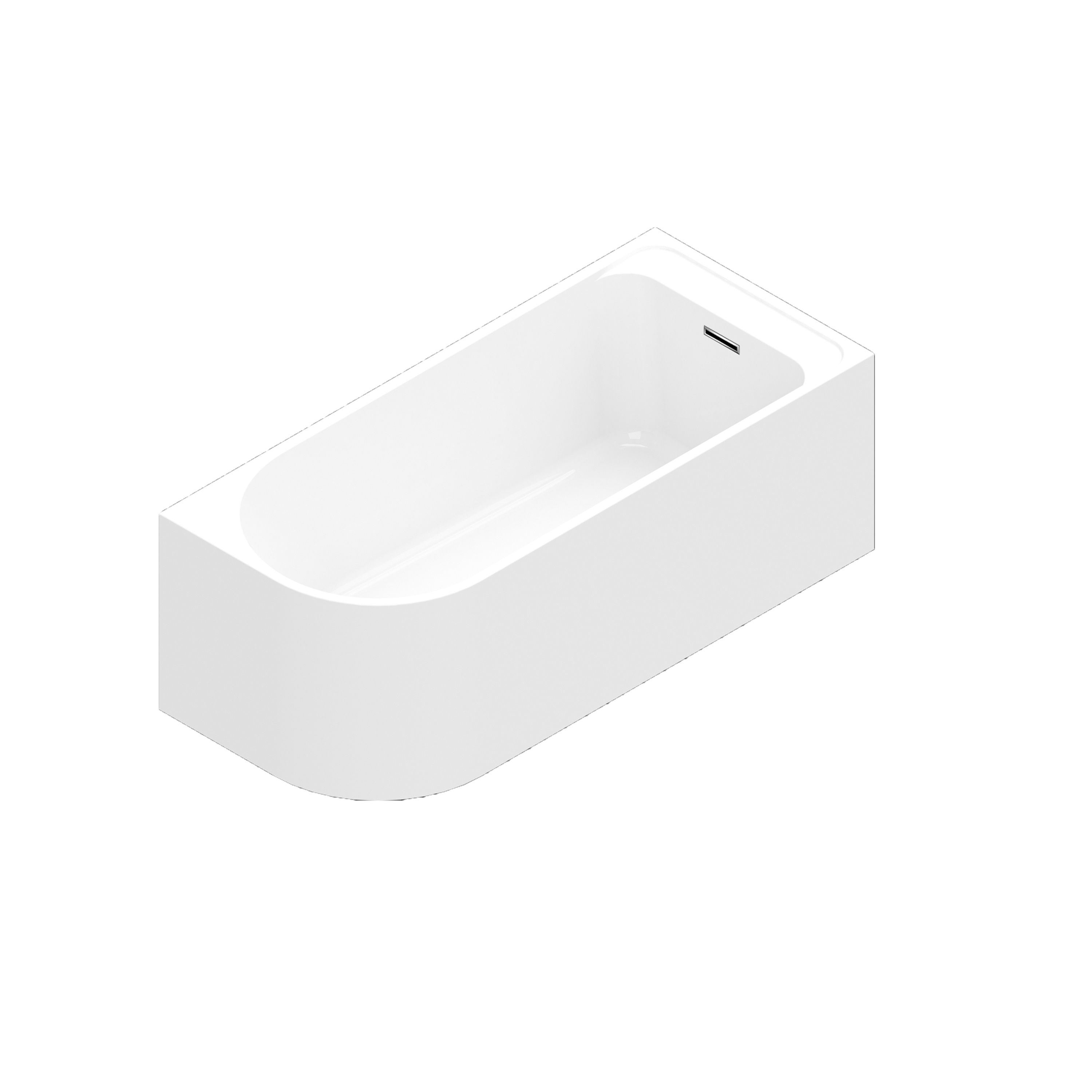 GoodHome Gloss White Back to wall Acrylic J-shaped Right-hand Bath (L)1700mm (W)750mm