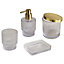 GoodHome Gold effect Ribbed Bathroom Cotton holder