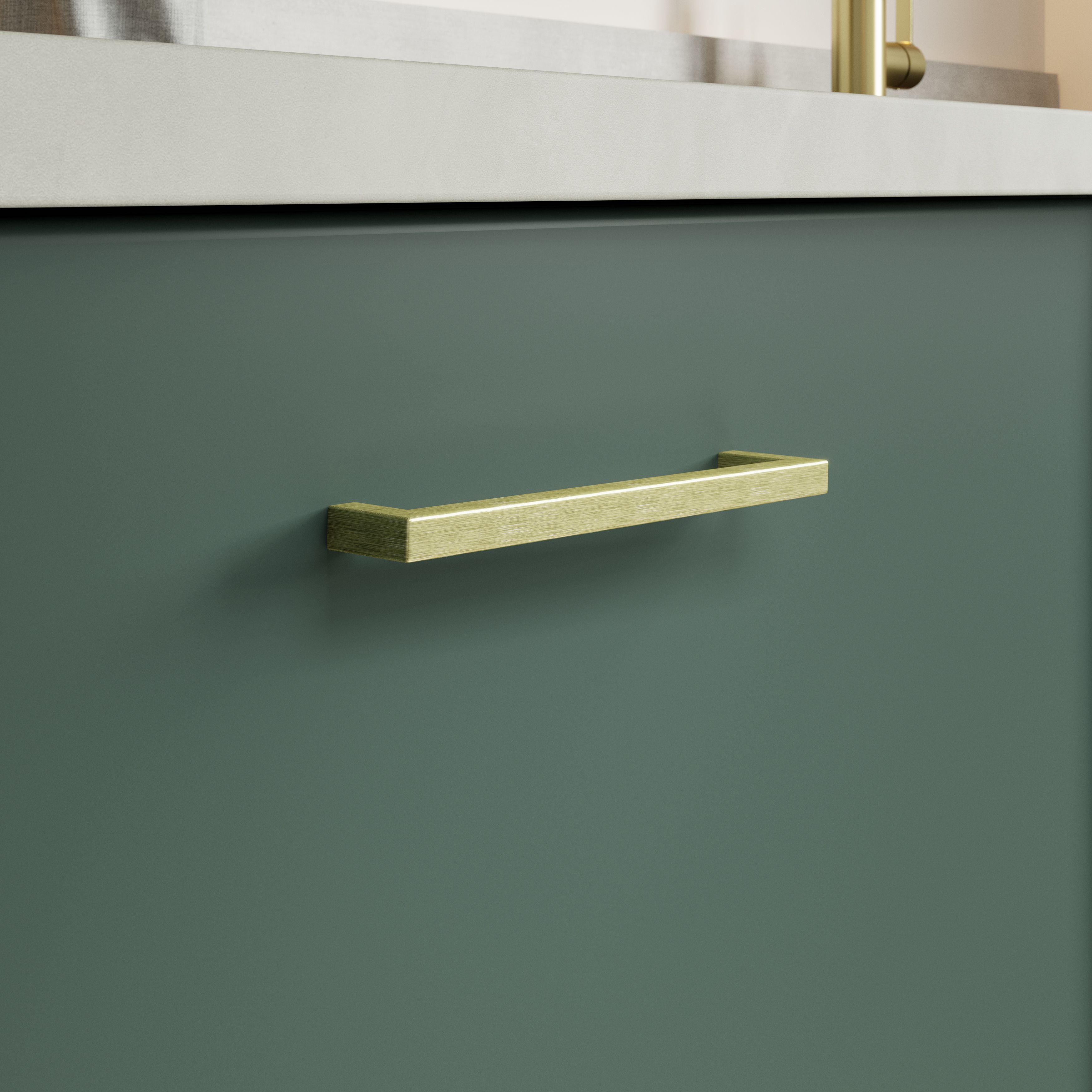 GoodHome Golpar Brass effect Kitchen cabinets D-shaped Pull handle (L)16.9cm (D)28mm, Pack of 2