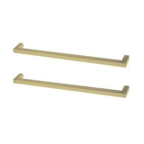 GoodHome Golpar Brushed Brass effect D-shaped Pull Kitchen cabinets Handle (L)233mm (H)9mm, Pack of 2