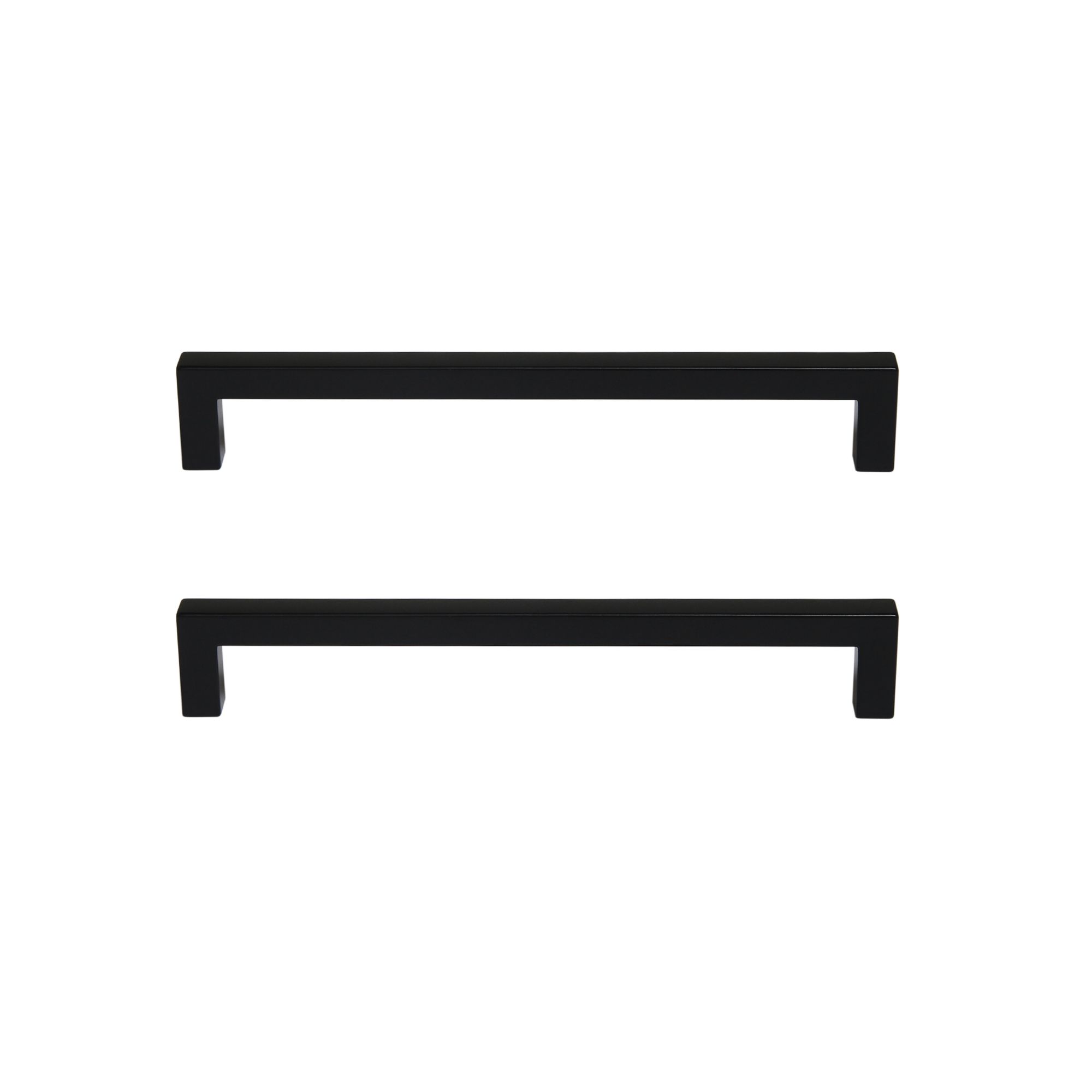 GoodHome Golpar Matt Black Kitchen cabinets D-shaped Pull handle (L)16.9cm (D)28mm, Pack of 2