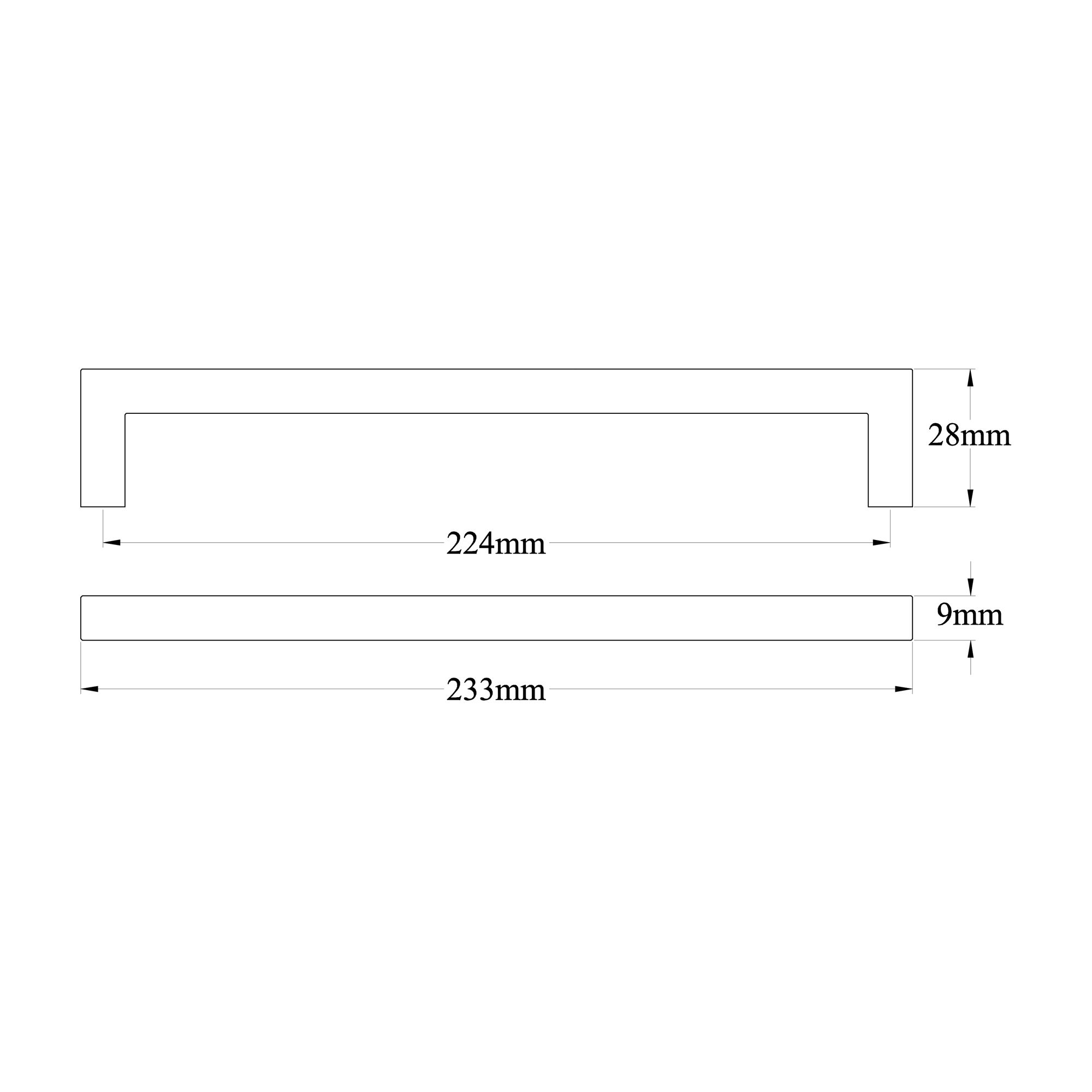 GoodHome Golpar Matt Black Kitchen cabinets D-shaped Pull handle, (L)233mm x (D)28mm, Pack of 2