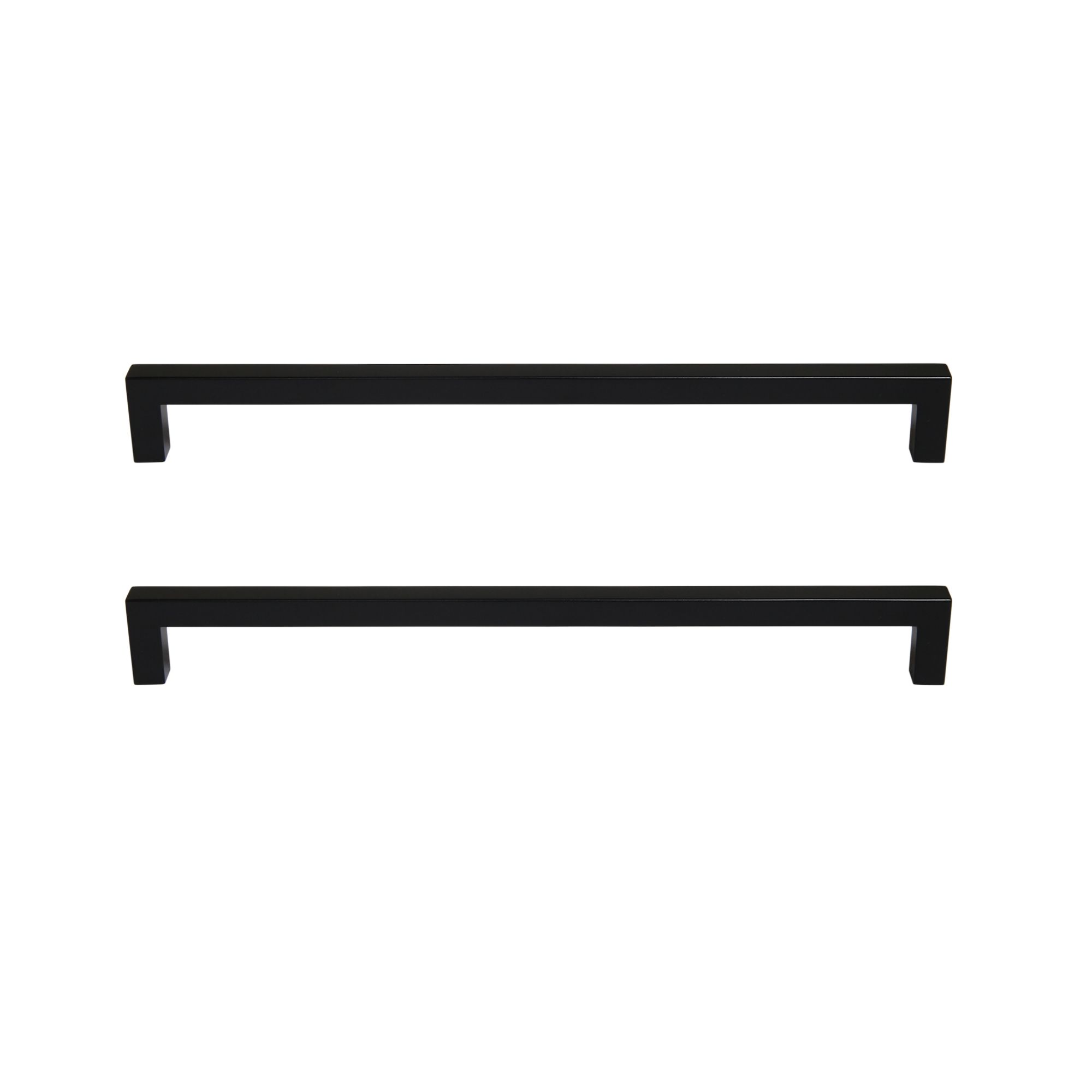 GoodHome Golpar Matt Black Kitchen cabinets D-shaped Pull handle, (L)233mm x (D)28mm, Pack of 2