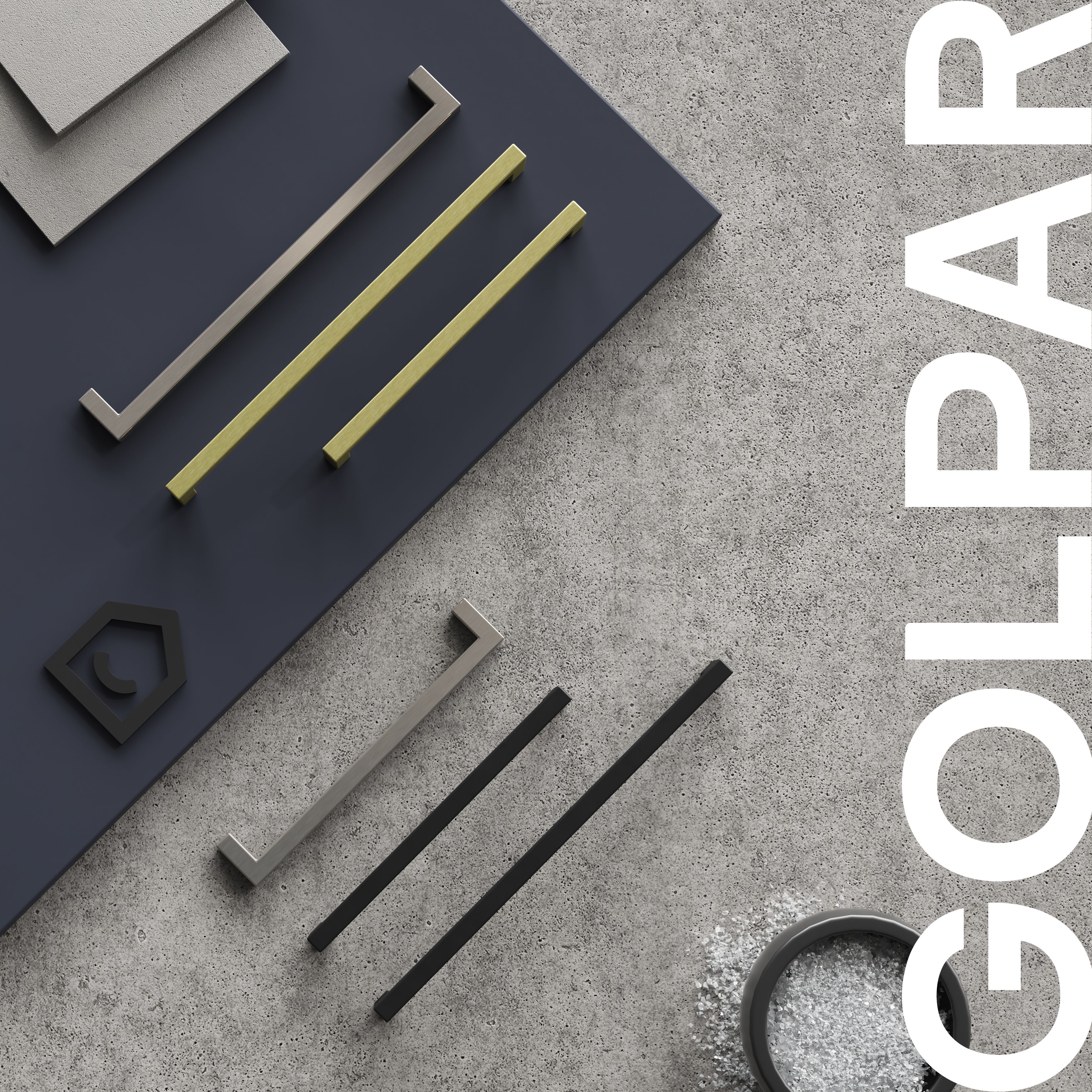 GoodHome Golpar Matt Black Kitchen cabinets D-shaped Pull handle, (L)233mm x (D)28mm, Pack of 2