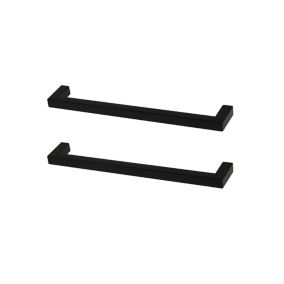 GoodHome Golpar Matt Black Painted D-shaped Pull Kitchen cabinets Handle (L)169mm (H)9mm, Pack of 2
