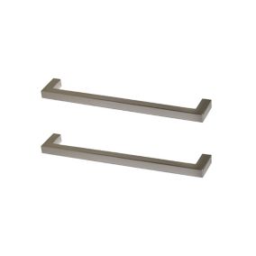GoodHome Golpar Satin Nickel effect Kitchen cabinets D-shaped Pull handle (L)16.9cm (D)28mm, Pack of 2