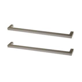 GoodHome Golpar Satin Nickel effect Kitchen cabinets D-shaped Pull handle (L)23.3cm (D)28mm, Pack of 2